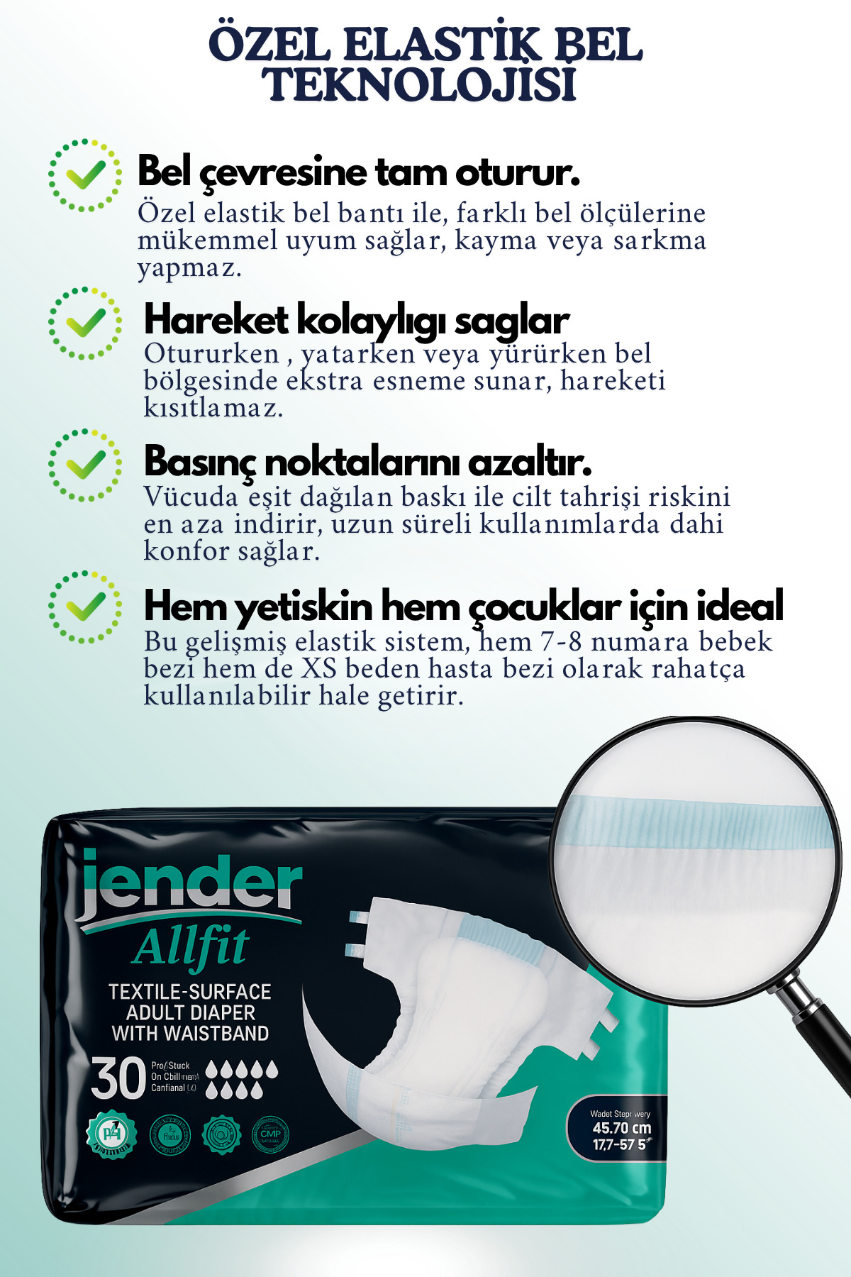 پوشک بچه ALL FIT XS با کمربند 25+ کیلوگرم سایز ویژه 30 اورجینال JENDER