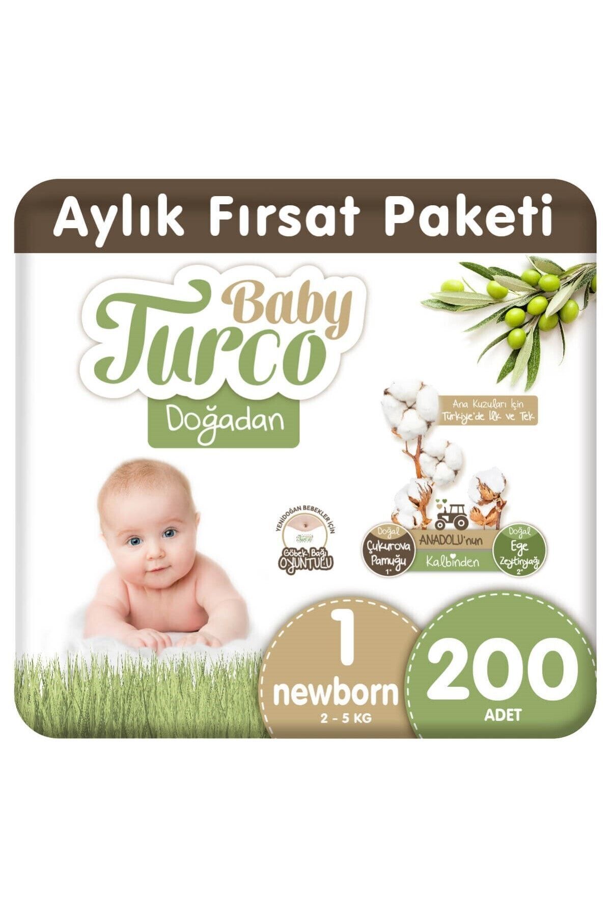 پوشک بچه دوغادان شماره 1 نوزاد 200 تیکه اورجینال Baby Turco