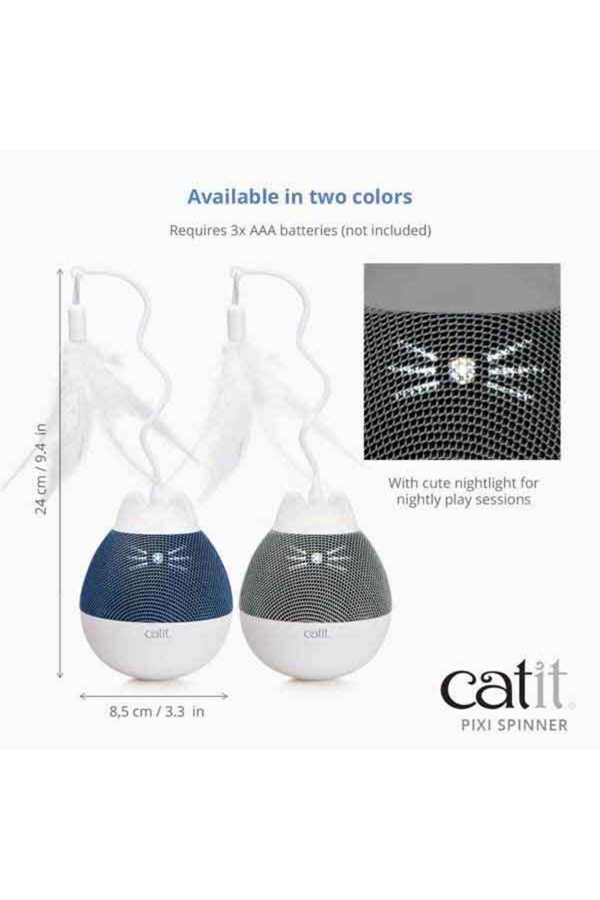اسباب‌بازی هوشمند چرخان گربه کاتیت Catit Pixi Spinner، آبی و سفید