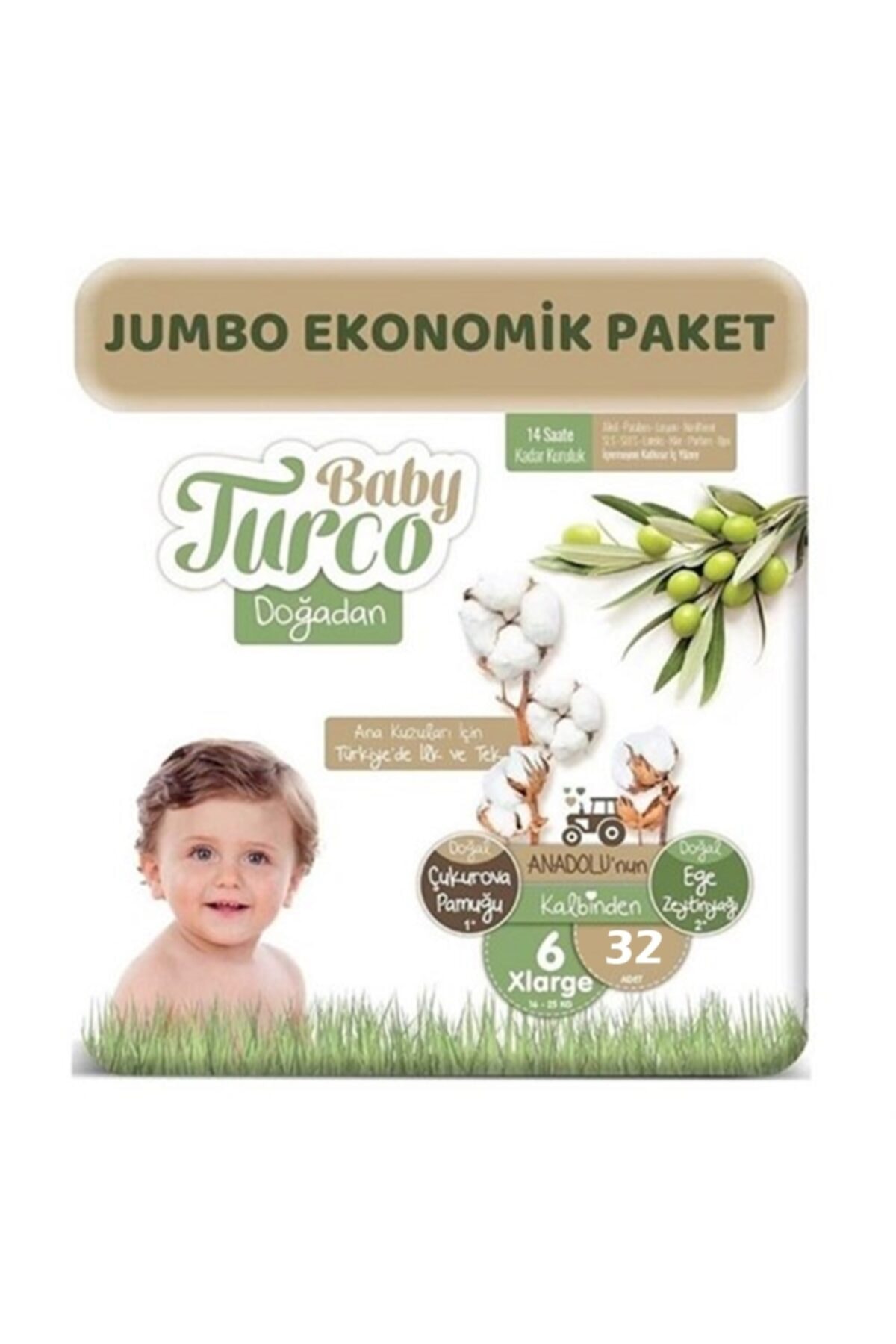 پوشک بچه دوغادان سایز 6 16 25 کیلویی 128 عدد اورجینال Baby Turco