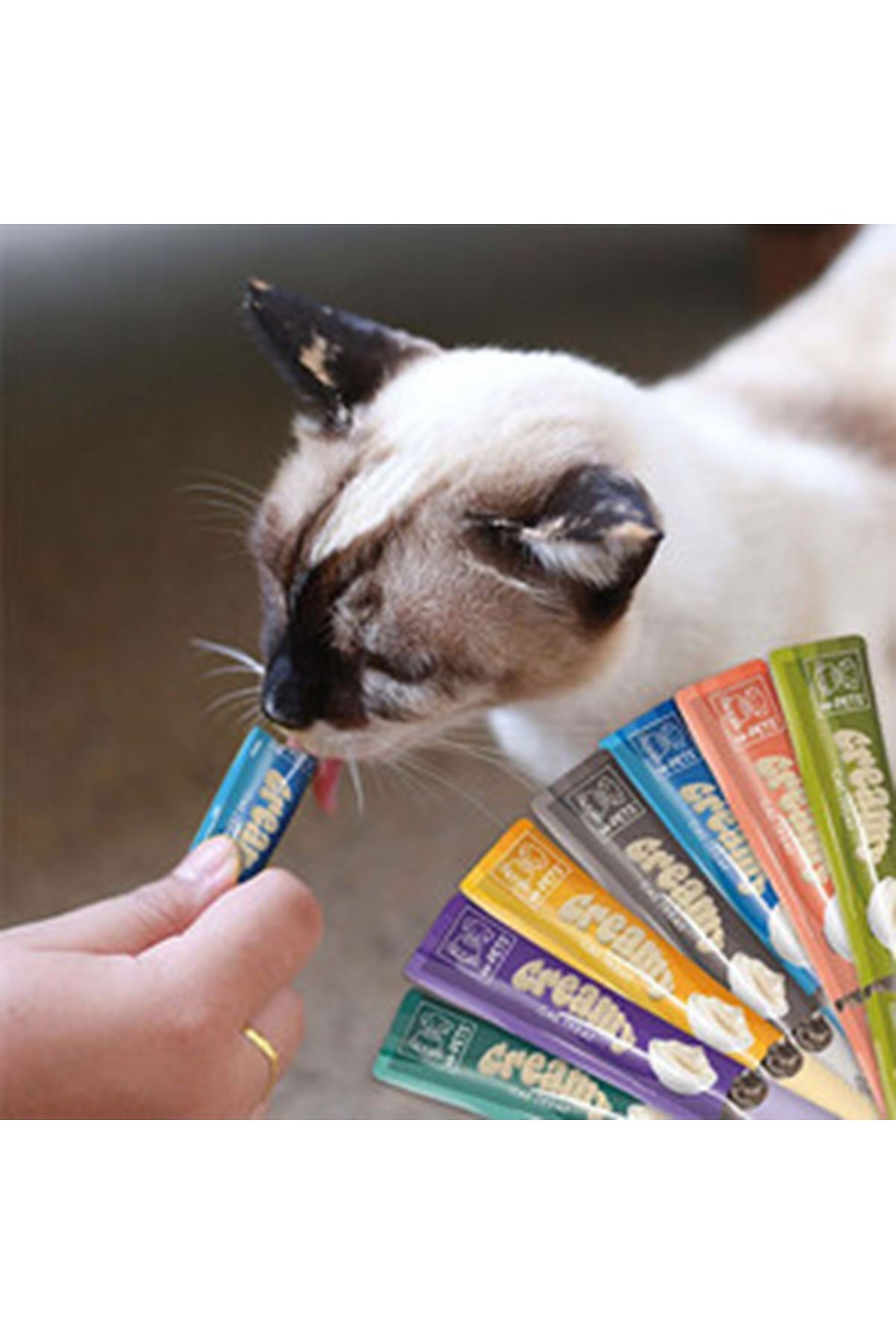 تشویقی کرمی گربه ام‌پتس M-PETS با طعم تن ماهی، ۴ × ۱۵ گرم