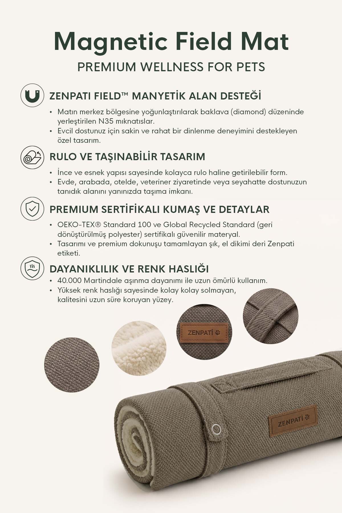 زیرانداز مغناطیسی گربه و سگ زنپاتی Zenpati، مدل ZP-FLD-MAT-M-FC خاکستری