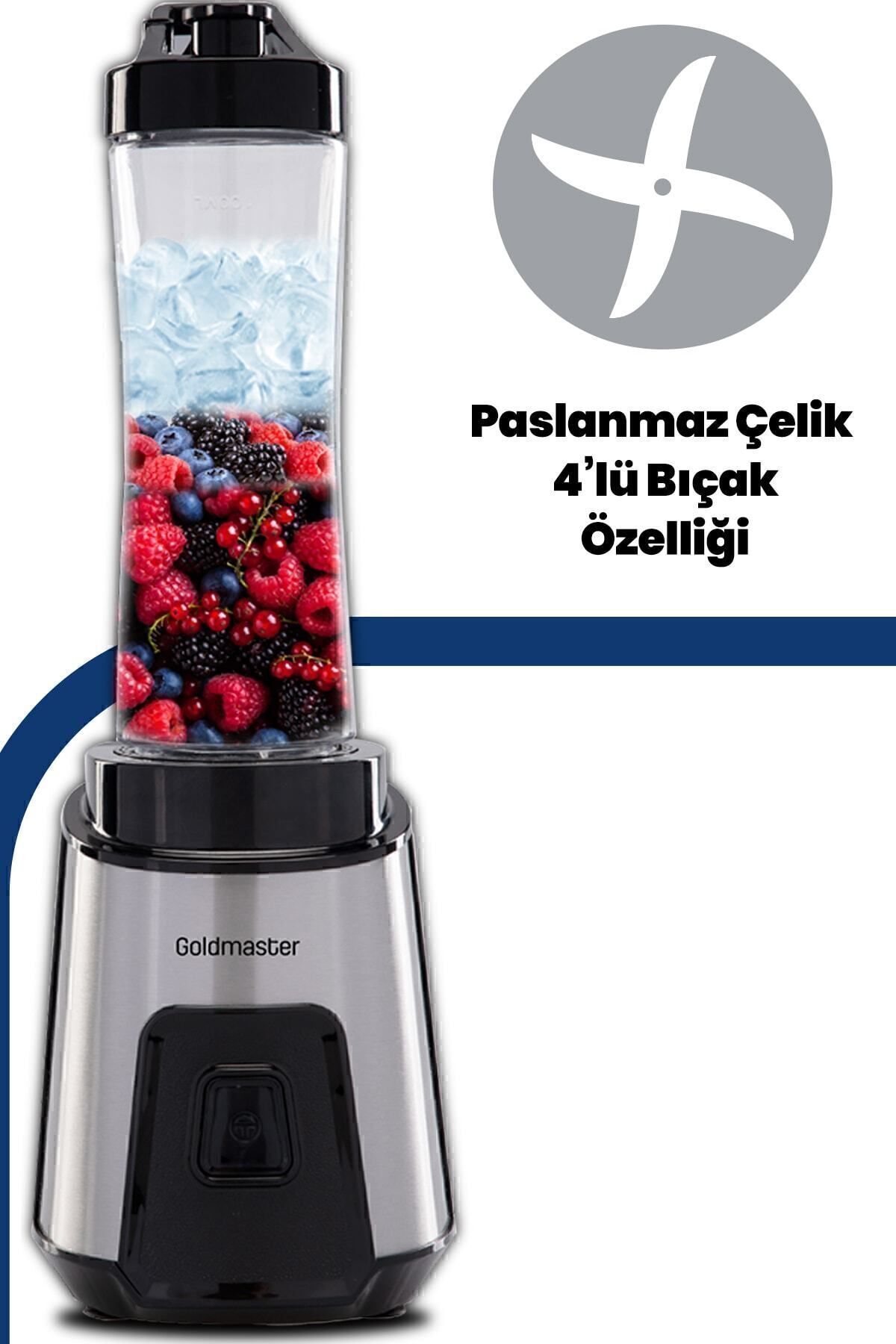 مخلوط کن شخصی اسموتی بلندر با قابلیت کردن یخ خرد و تیغه فولادی ضد زنگ اورجینال GoldMaster