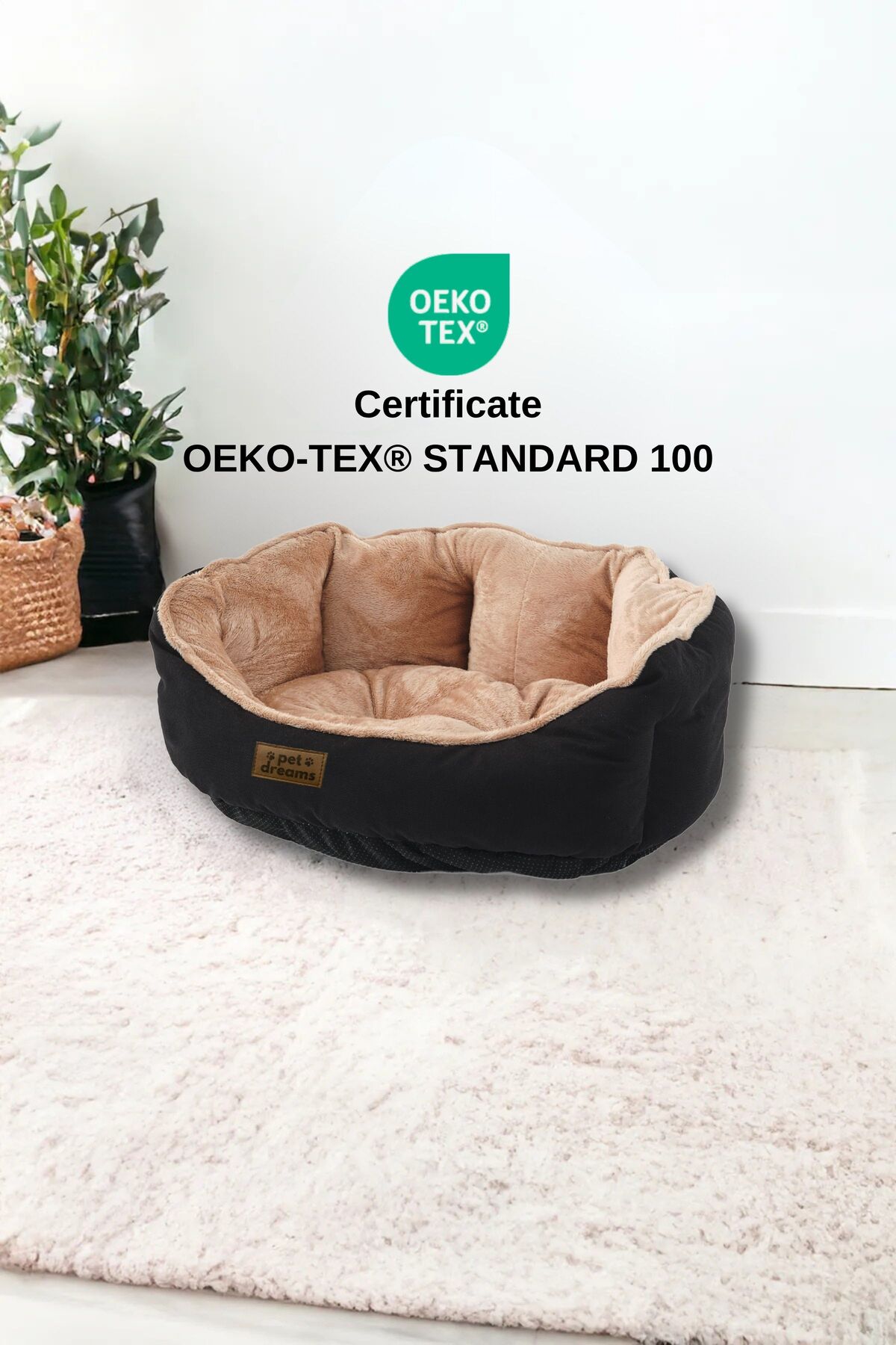 جای خواب حلقه‌ای لوکس گربه و سگ پت دریمز Pet Dreams Sprit، مشکی