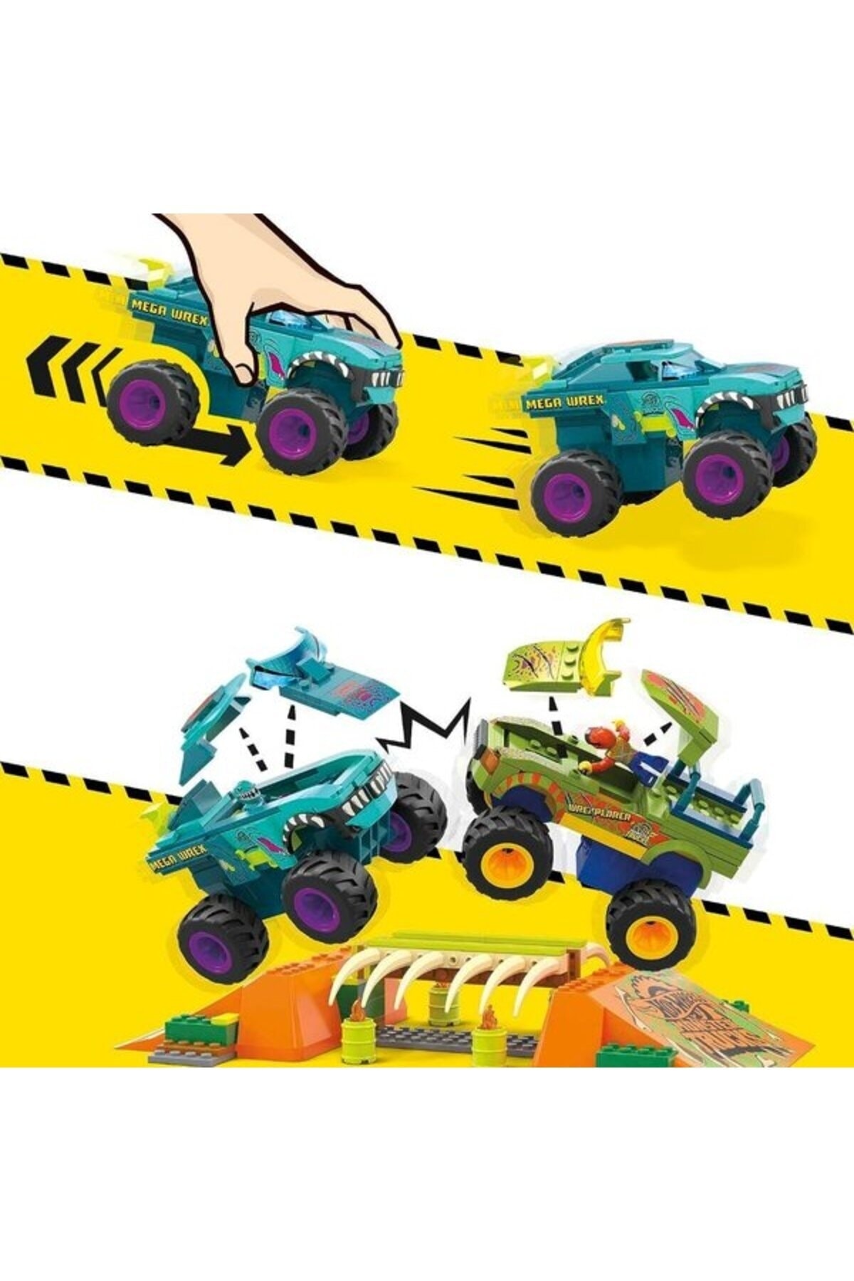 ماشین اسباب بازی دوره شیرین کاری HWL MONSTER TRUCKS Q&A MEGA WREX BONEYARD COURSE HKF89 از ترکیه HOT WHEELS