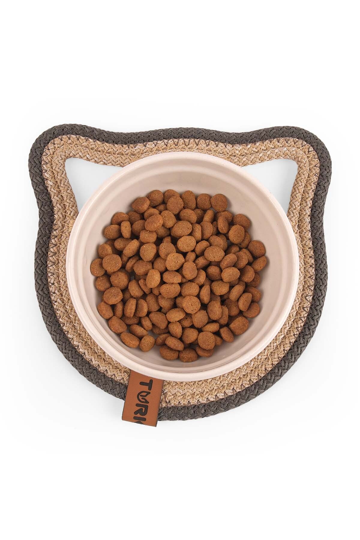 زیرانداز غذای گربه و سگ گوبی‌پت GOBYPET، گرد و گوش‌دار از جنس کنف بژ