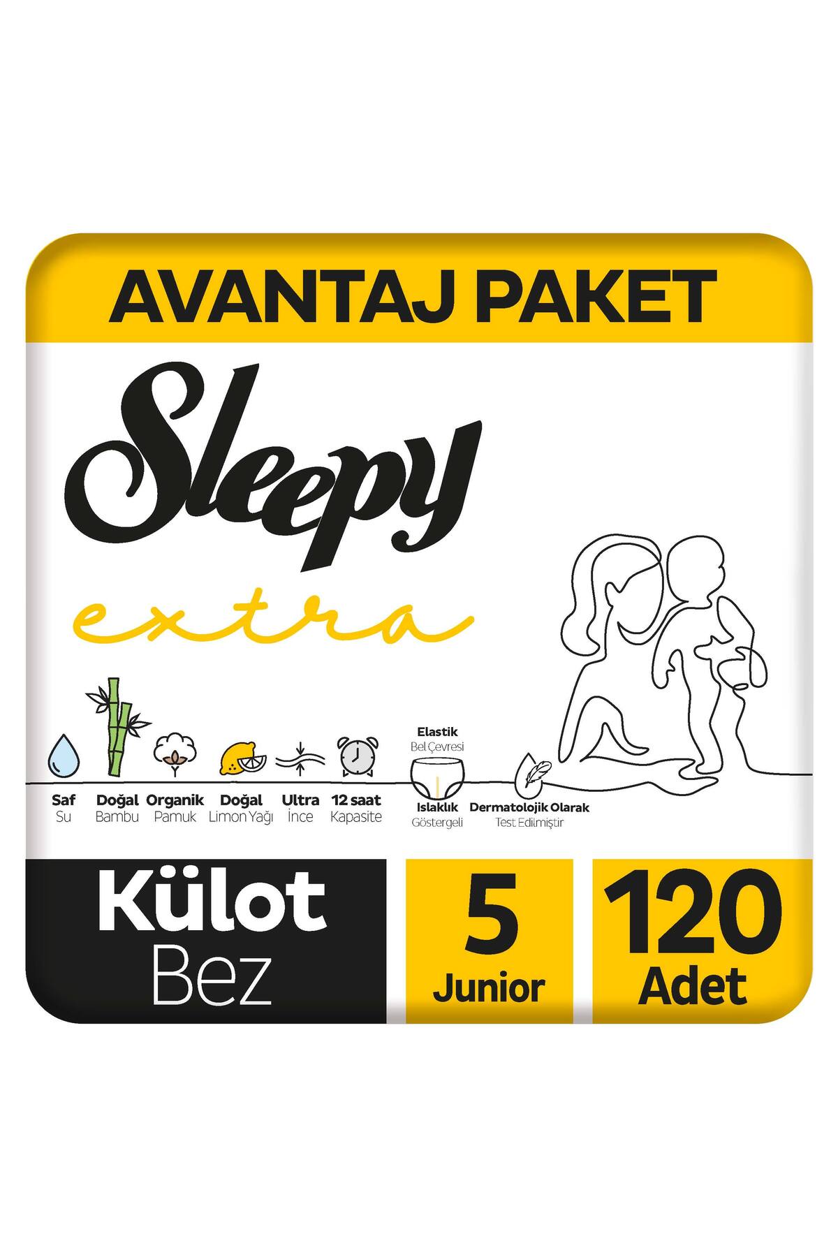 پوشک بچه فعالیت روزانه اضافی بسته بندی مزیت شورتی سایز 5 جونیور 120 عدد اورجینال Sleepy