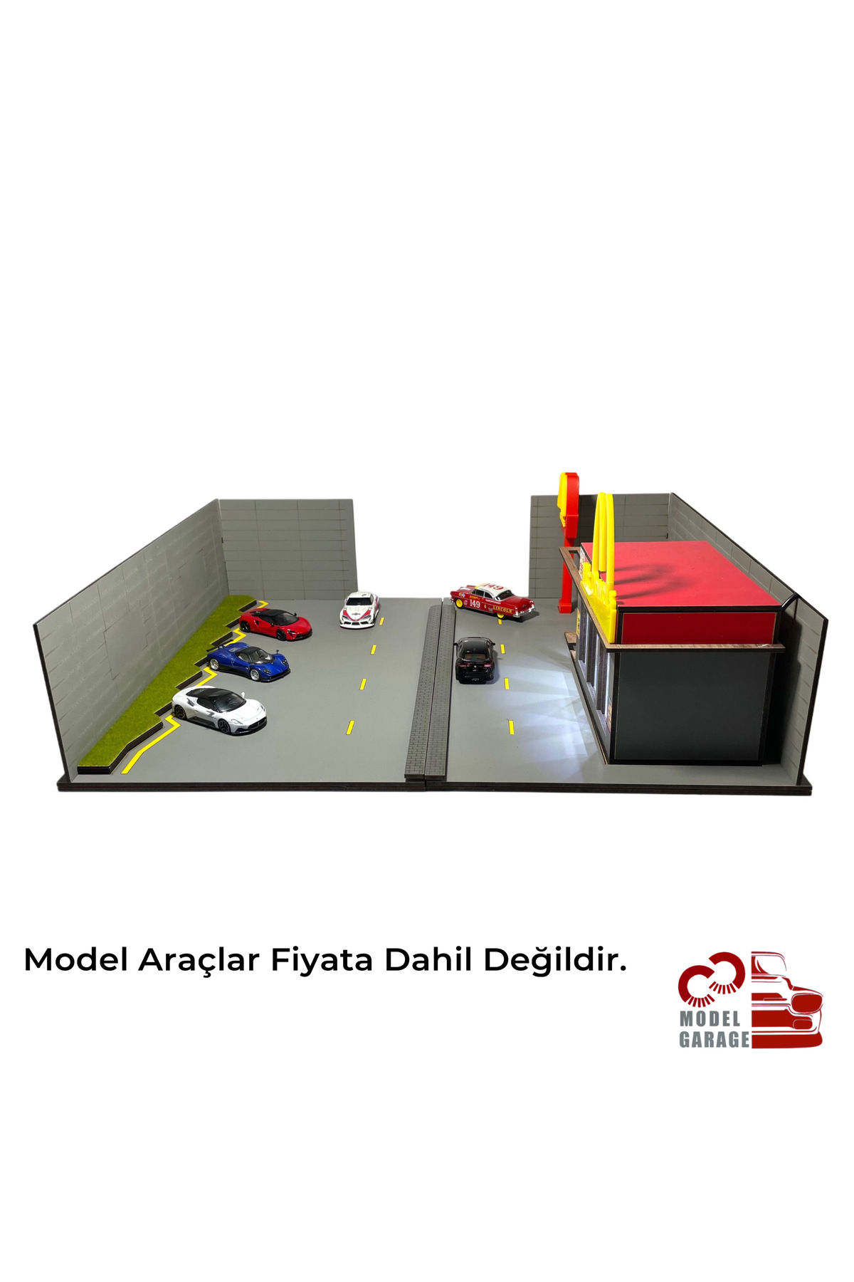مدل خودرو 1 64 SCALE MC DONALD'S DIORAMA PARKING LOT DIECAST ماشین قفسه نمایشگر TOY اورجینال ÜRETİM