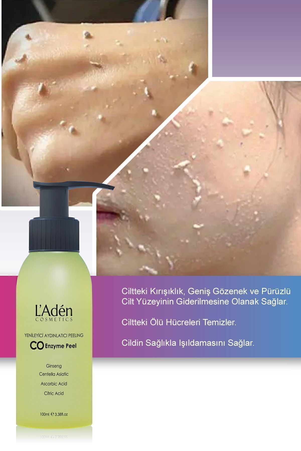 اسکراب صورت سرقت فوری جینسنگ لایه برداری چرمی مرده بازسازی بدن روشنگری L'Aden Cosmetics