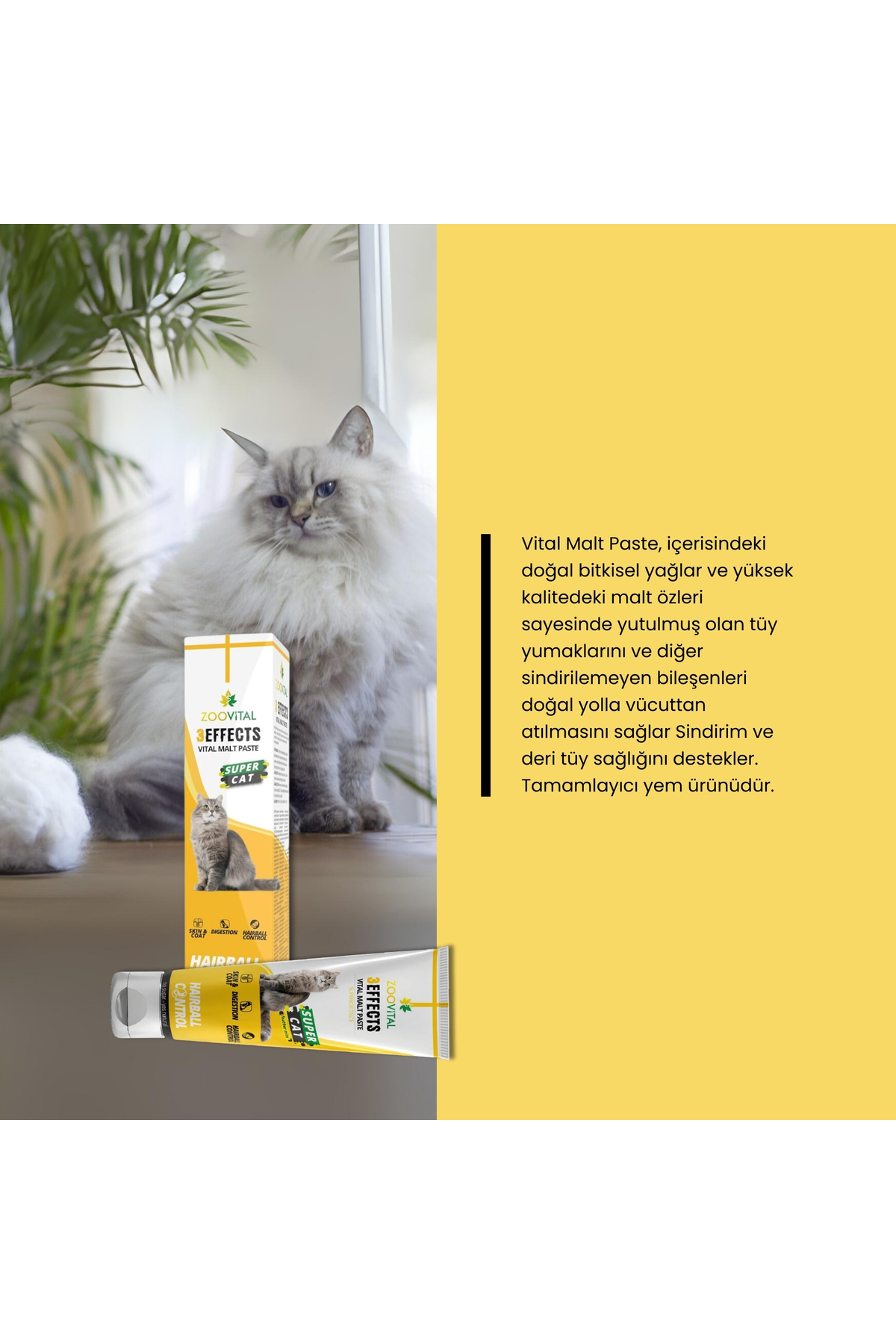 خمیر مالت سه‌اثره گربه زوویتال Zoovital، بسته ۲ عددی ۱۰۰ گرمی