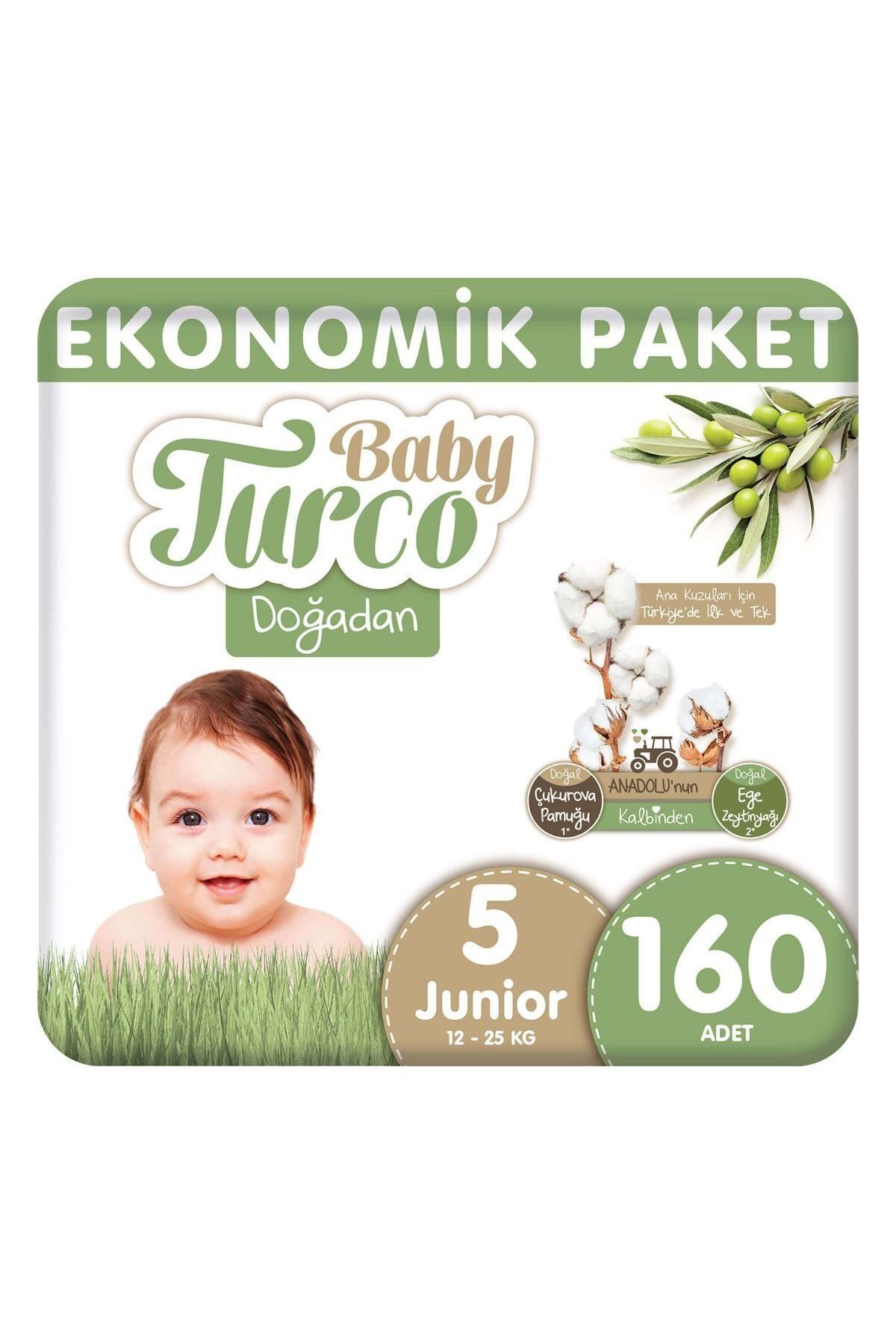 پوشک بچه بسته بندی اقتصادی دوغادان جونیور سایز 5 160 عدد اورجینال Baby Turco