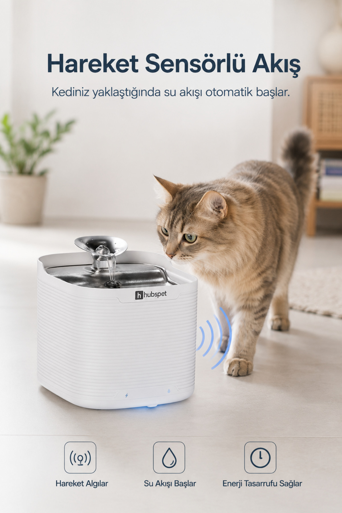 آبخوری فواره‌ای سگ و گربه هابسپت Hubspet H312، با کاسه استیل 2.5L