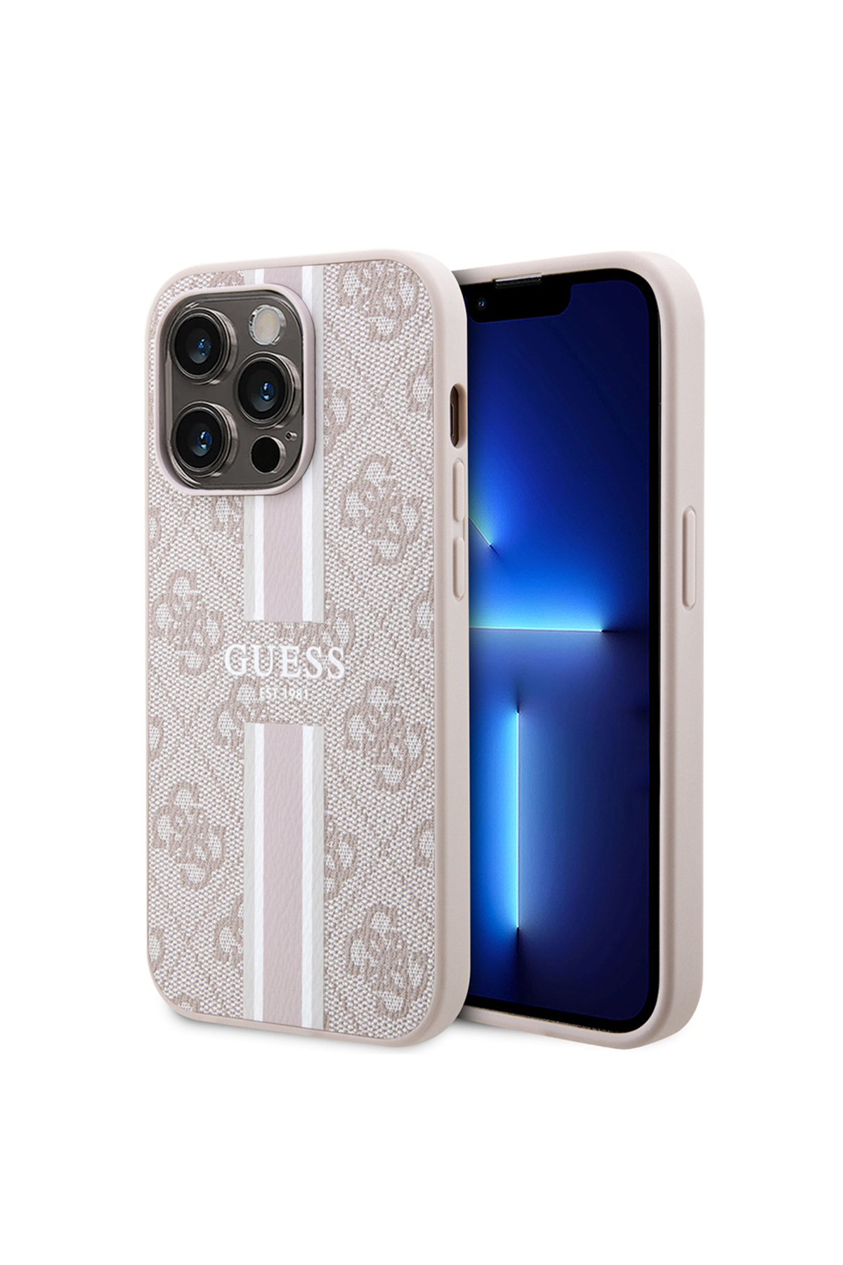 کاور و قاب سازگار IPHONE 14 PRO MAX GUESS MAGSAFE CHARGING دارای مجوز روی جلد چاپی طرح راه برجسته اورجینال Guess