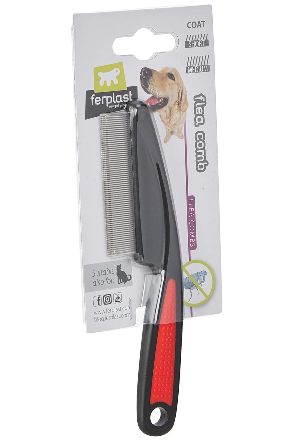 شانه ضدکک سگ فرپلاست Ferplast GRO 5838، باریک، قرمز