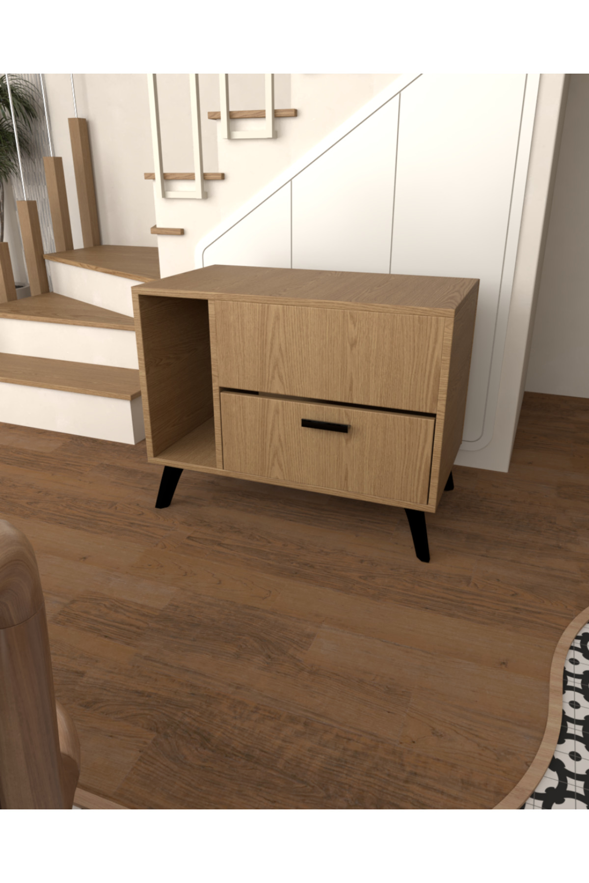 کابینت توالت گربه لموورا هوم دیزاین Lemvora Home Design با ورودی مخفی، MDF قهوه‌ای