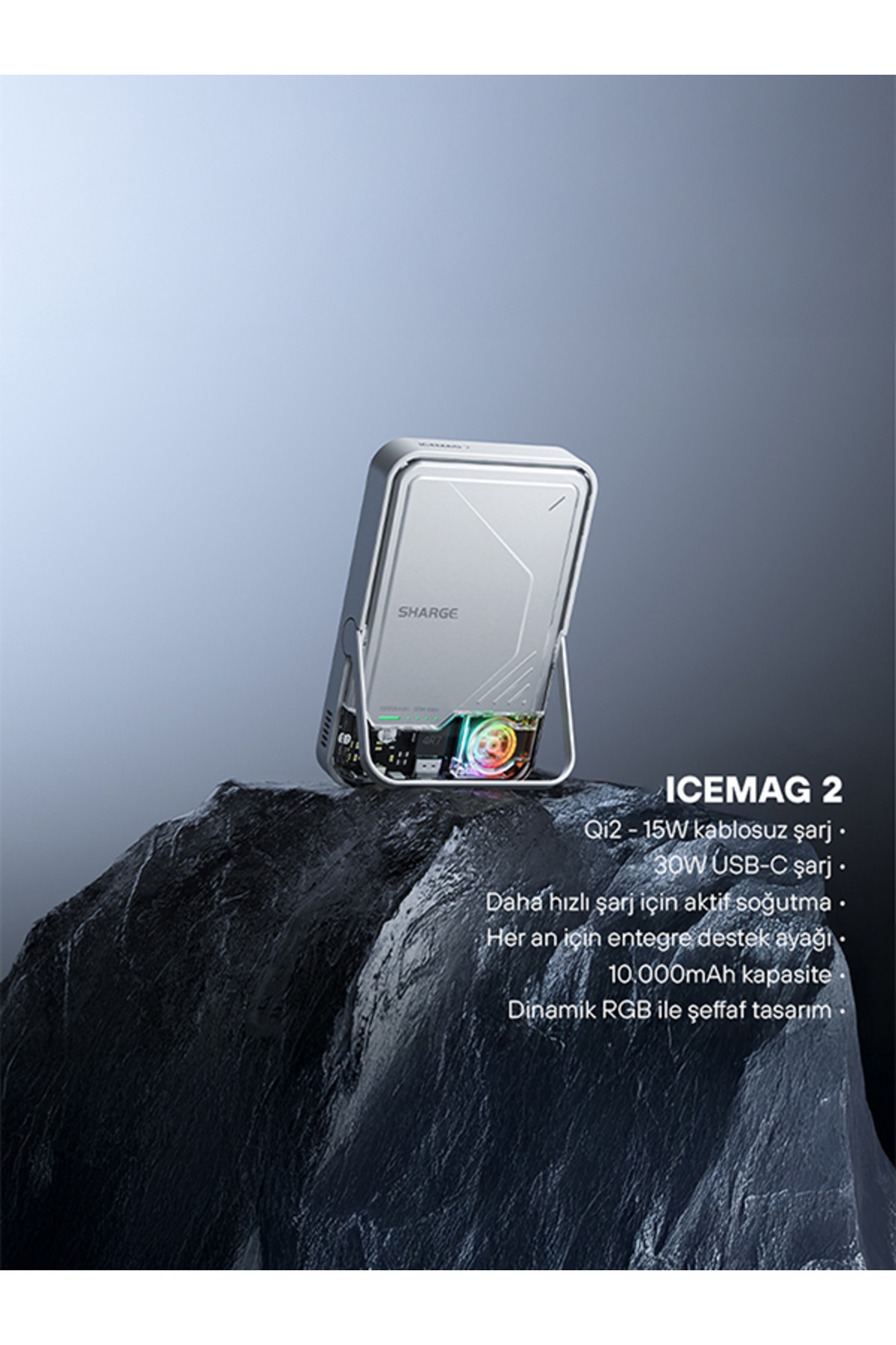 پاوربانک ICEMAG 2 سریع بی سیم پشتیبانی شده MAGSAFE اورجینال Sharge