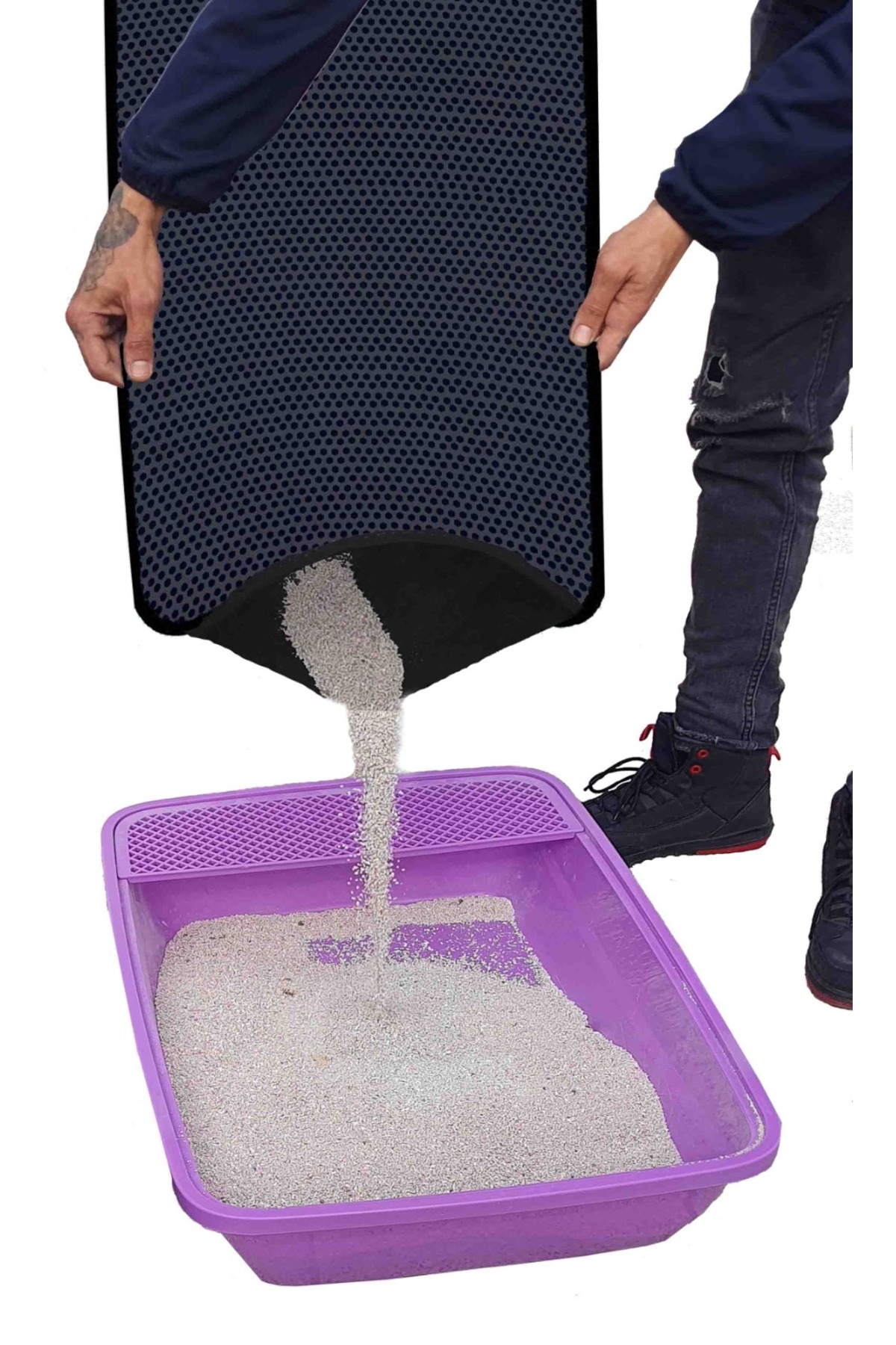 پاد خاک گربه توری‌دار جامبو ۶۰×۱۲۰ سانتی‌متر، طوسی، اریاتکس Eryatex