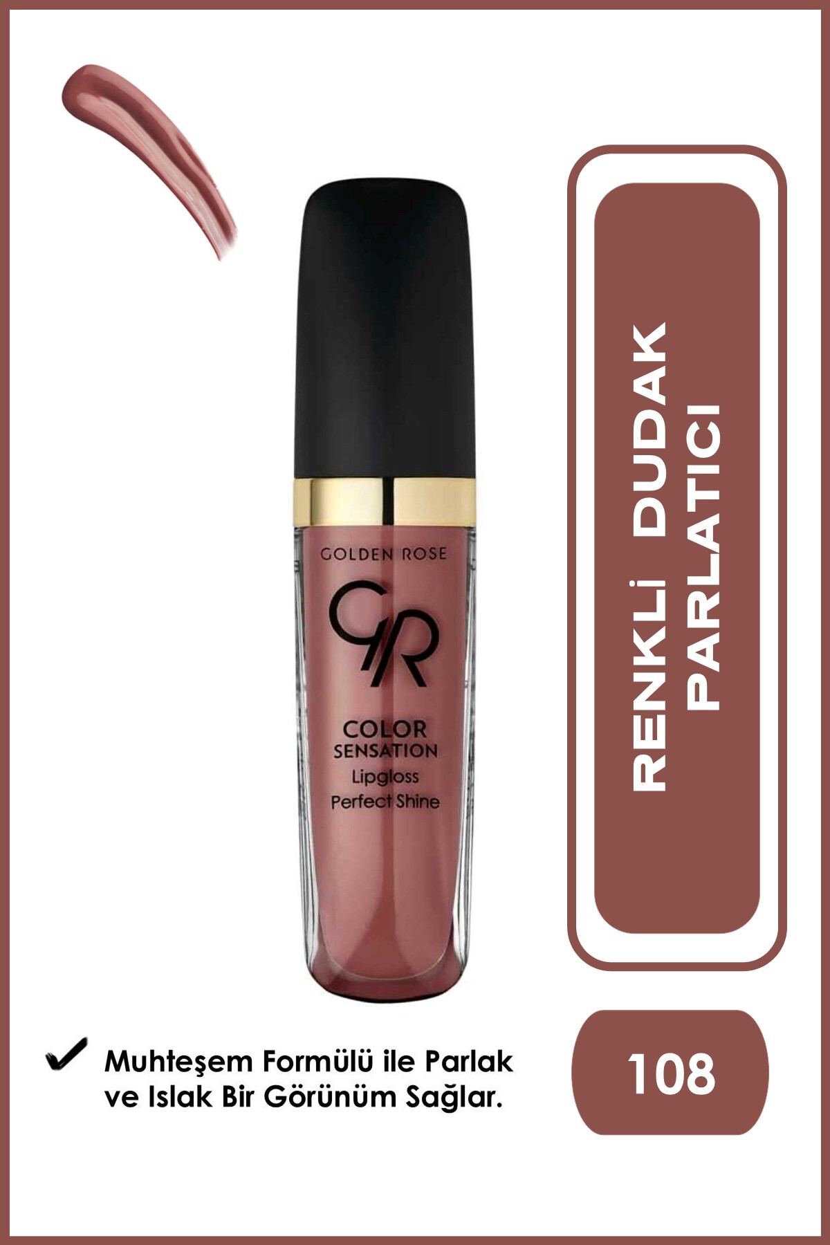 رژ لب مایع شماره 108 رنگ قهوه ای گلدن رز Golden Rose