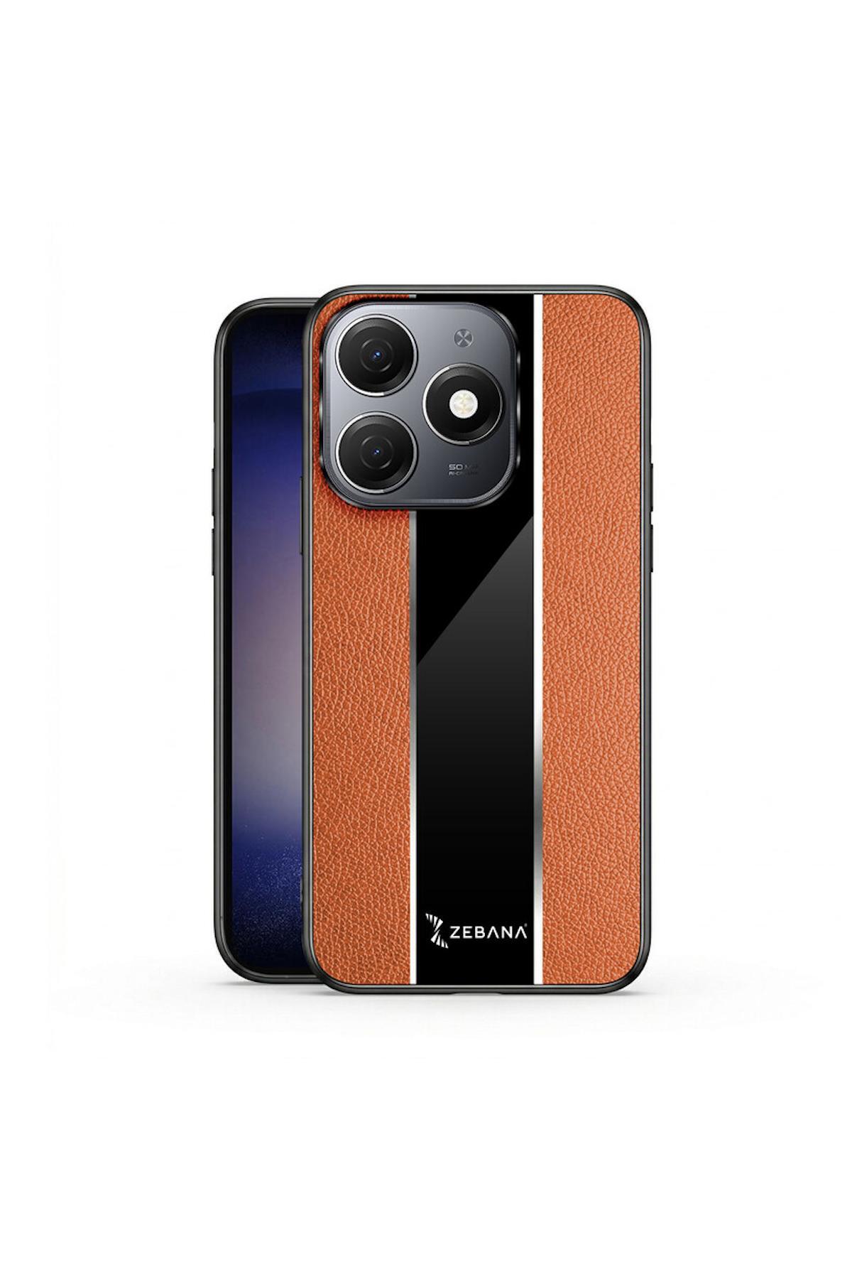 کاور و قاب TECNO SPARK 20 CASE COMPATIBLE چرمی PREMIUM BROWN اورجینال Zebana