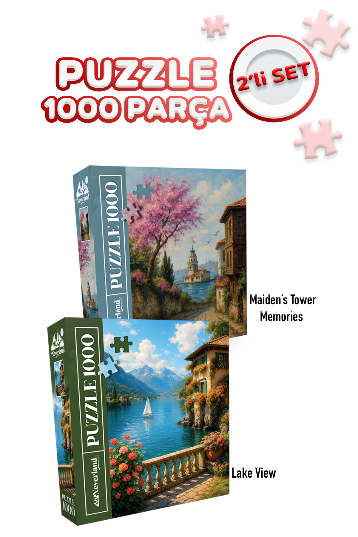 پازل 2 PIECES OF 1000 خاطرات برج دختر و منظره دریاچه Neverland
