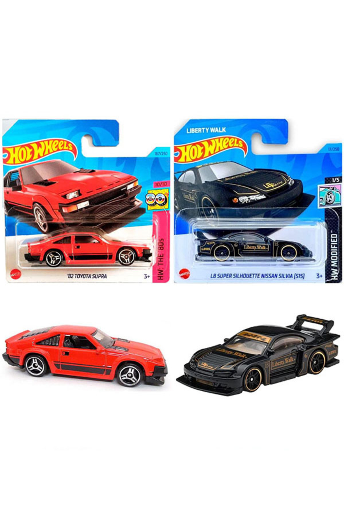 ماشین اسباب بازی 82 TOYOTA SUPRA & LB SUPER SILHOUETTE NISSAN SILVIA S15 2 مجموعه 1:64 هات ویلز اورجینال HOT WHEELS
