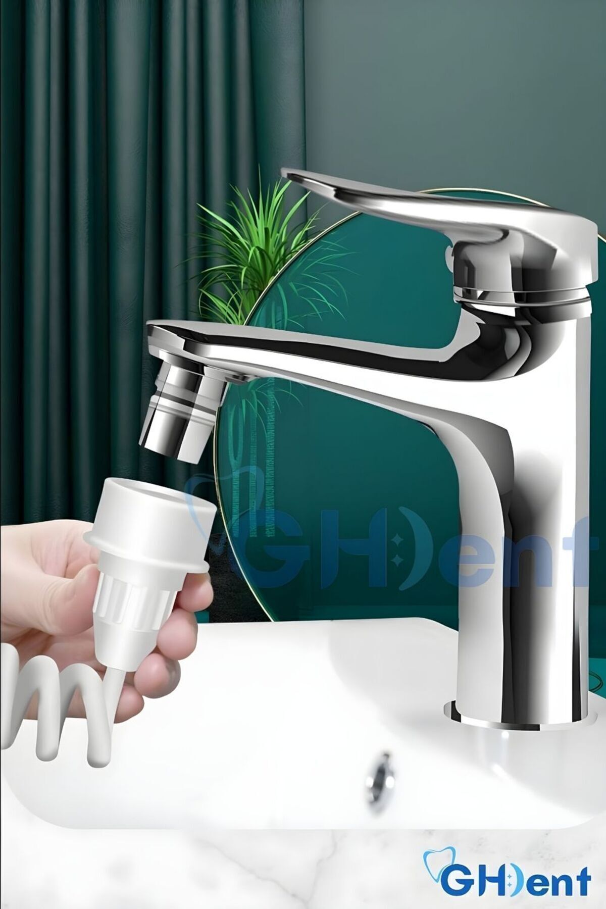 مسواک شارژی دوش خوراکی GH15 با آویز استاندارد 3 سر مرحله سوراخ جلوه ماساژ شارژ باتری بدون مخزن اورجینال GHDENT