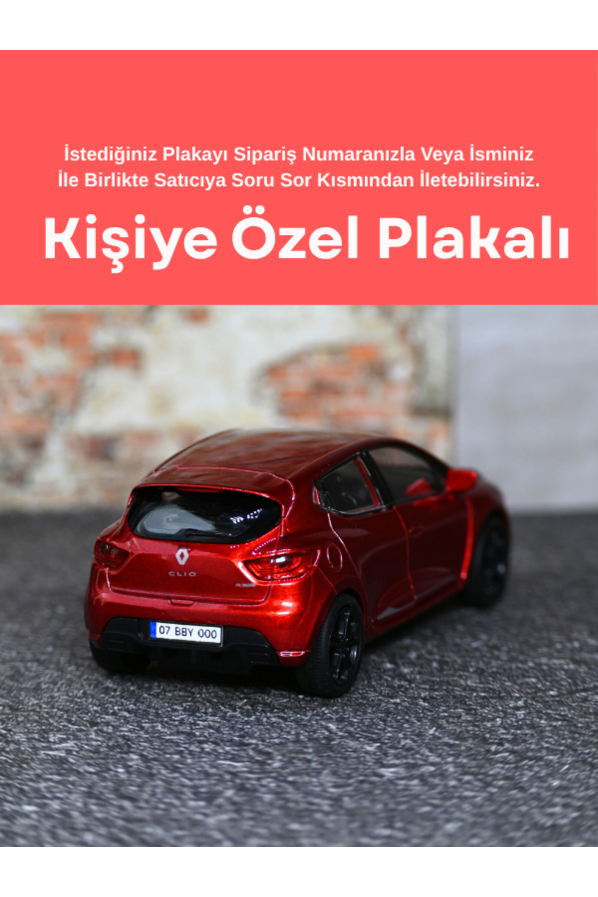 مدل خودرو RENAULT CLIO 4 METAL TOY CAR RED DIE CAST WITH PERSONALIZED GIFT PLATE از ترکیه bebeym