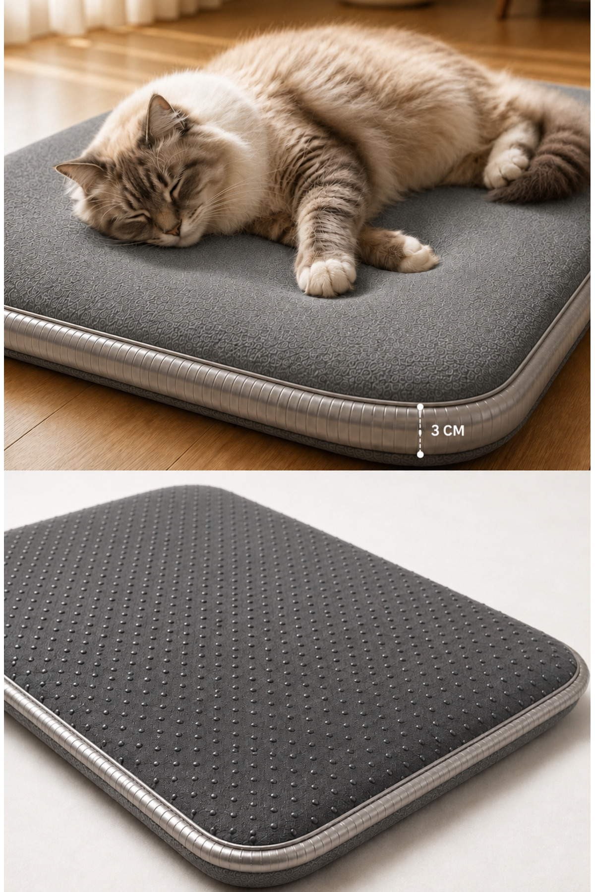 جای خواب پتو‌دار گربه و سگ کارپتلا Carpetella مدل PET-4421، خاکستری