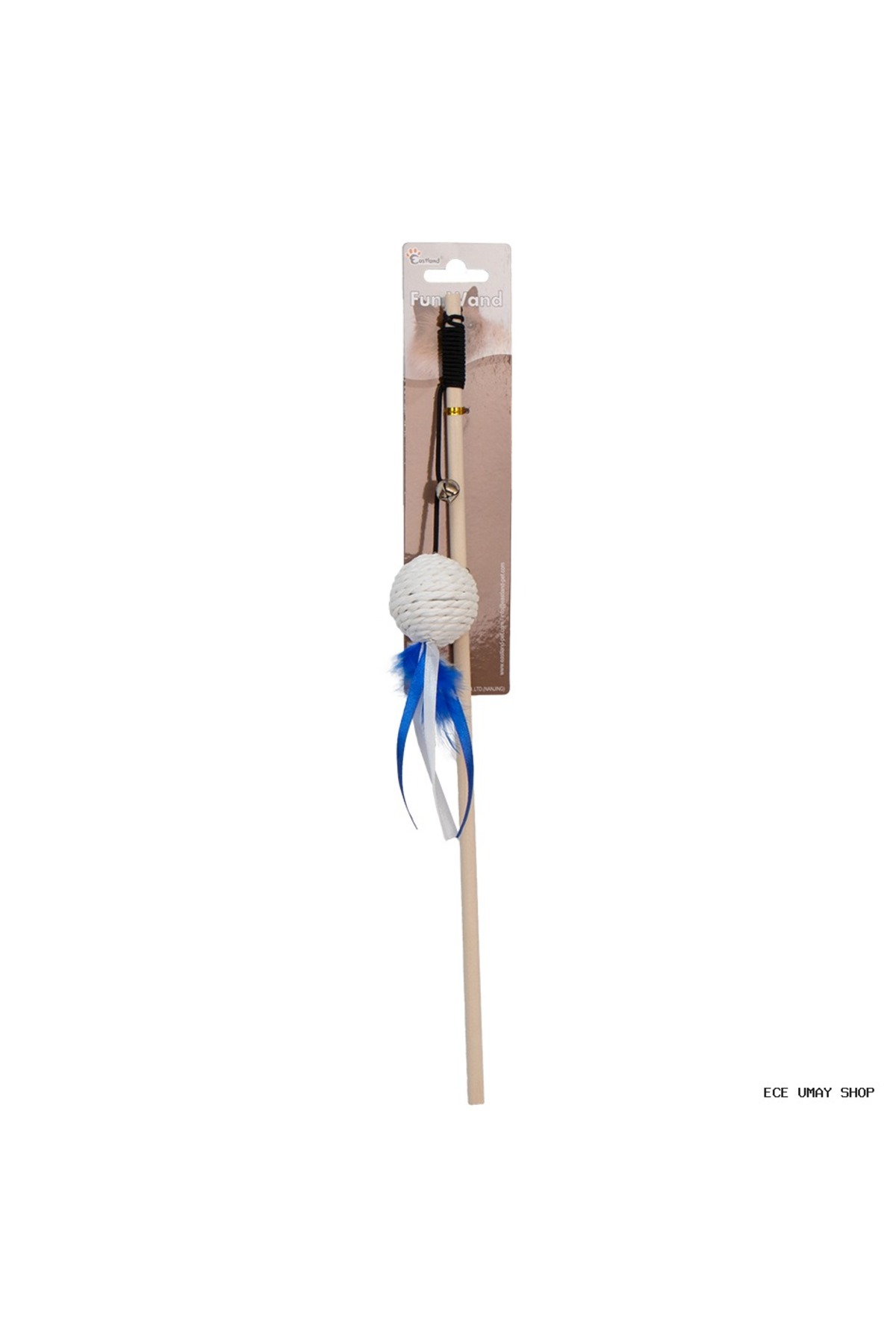 اسباب‌بازی چوب ماهیگیری گربه ایستلند Eastland ECE-UMAY (215337)، زنگوله‌دار و پردار، ۴۰ سانتی‌متر چندرنگ
