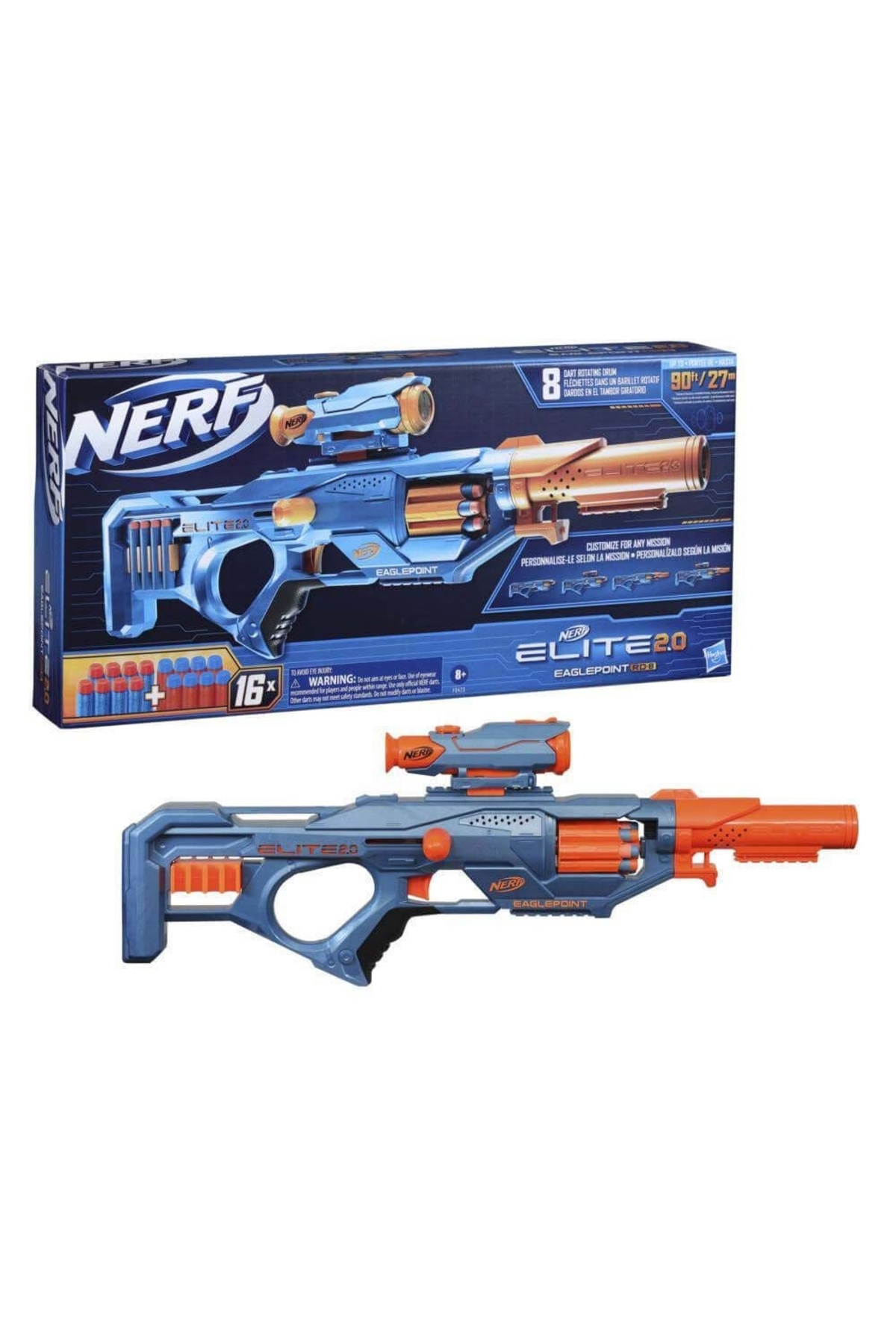 تفنگ های اسباب بازی و آب ELITE 2.0 EAGLEPOINT RD 8 نرف اورجینال Nerf
