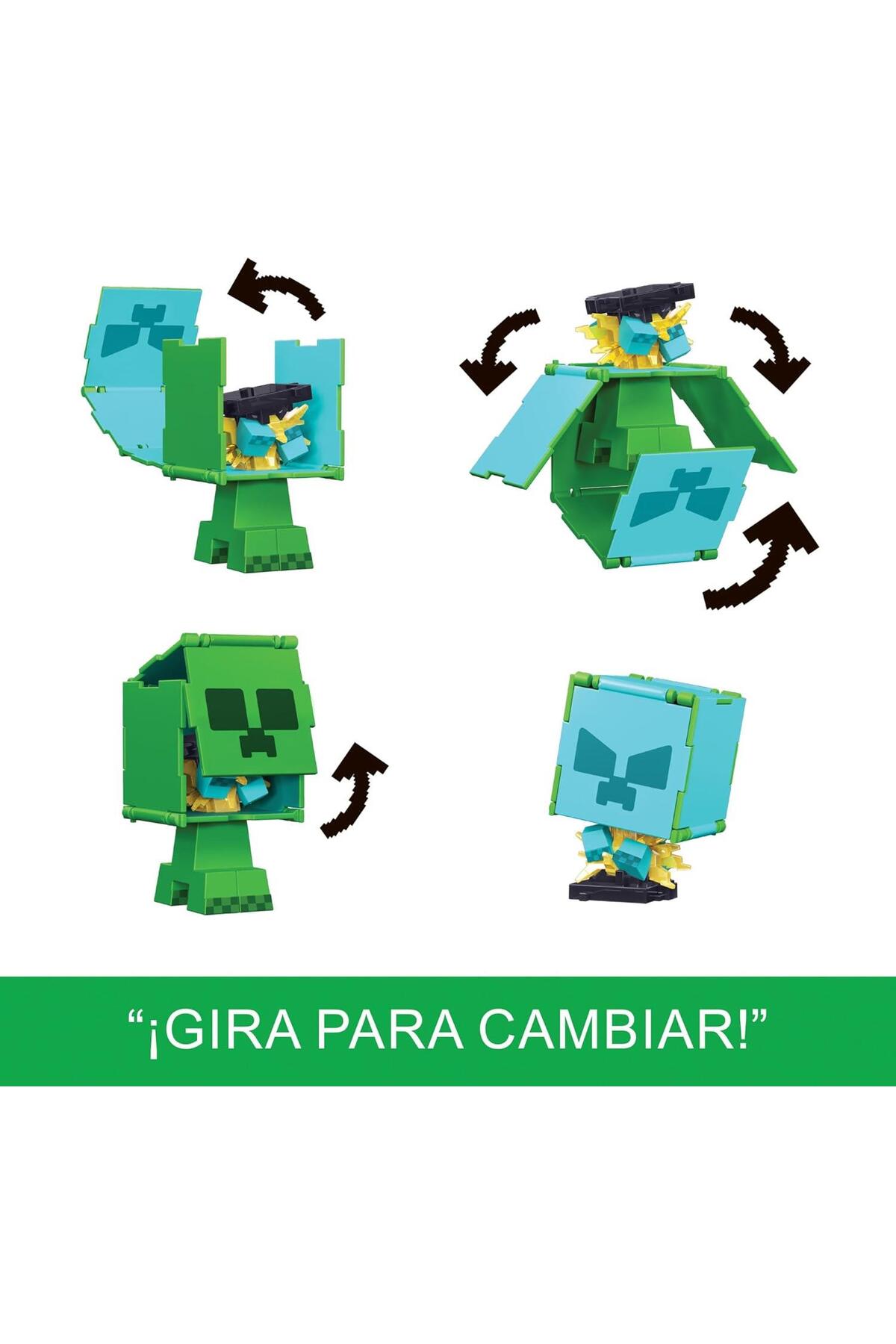 اسباب بازی های فیگور شخصیت MINECRAFT FLIPPIN' FIGS 2 IN 1 CREEPER و CHARGED Mattel