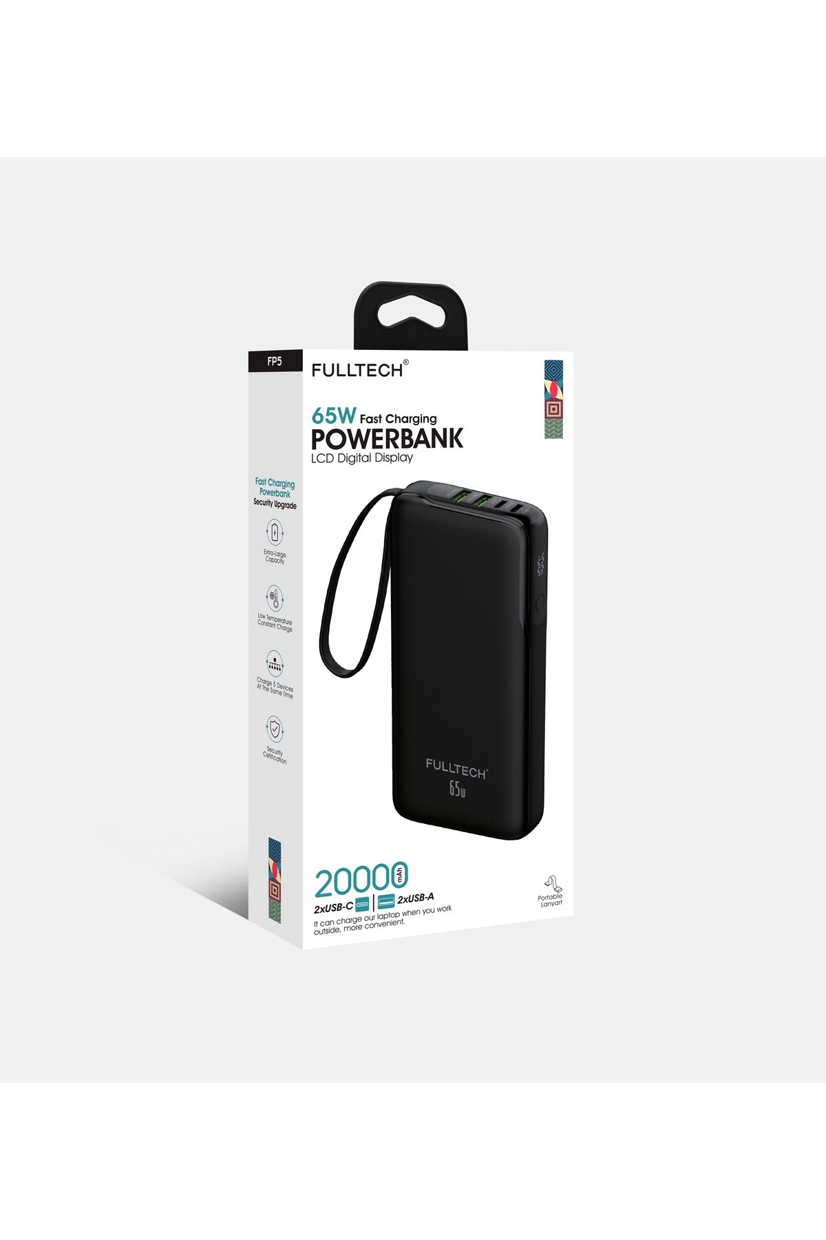 پاوربانک FP5 PD 65W FAST CHARGING 20000MAH شارژر قابل حمل با نمایشگر دیجیتال LCD اورجینال Fulltech