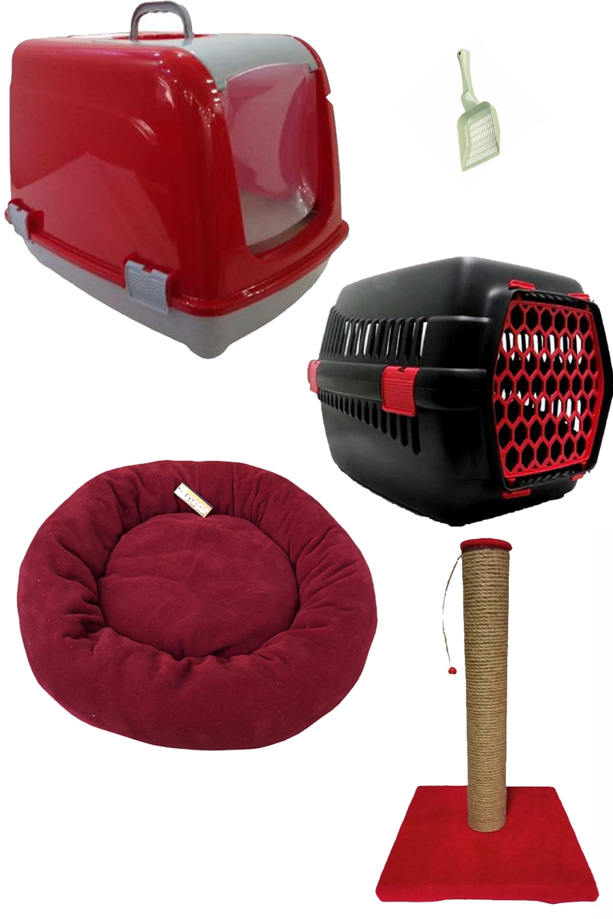 ست لوازم گربه پت پریتی Pet Preety مدل petstyleset2، قرمز