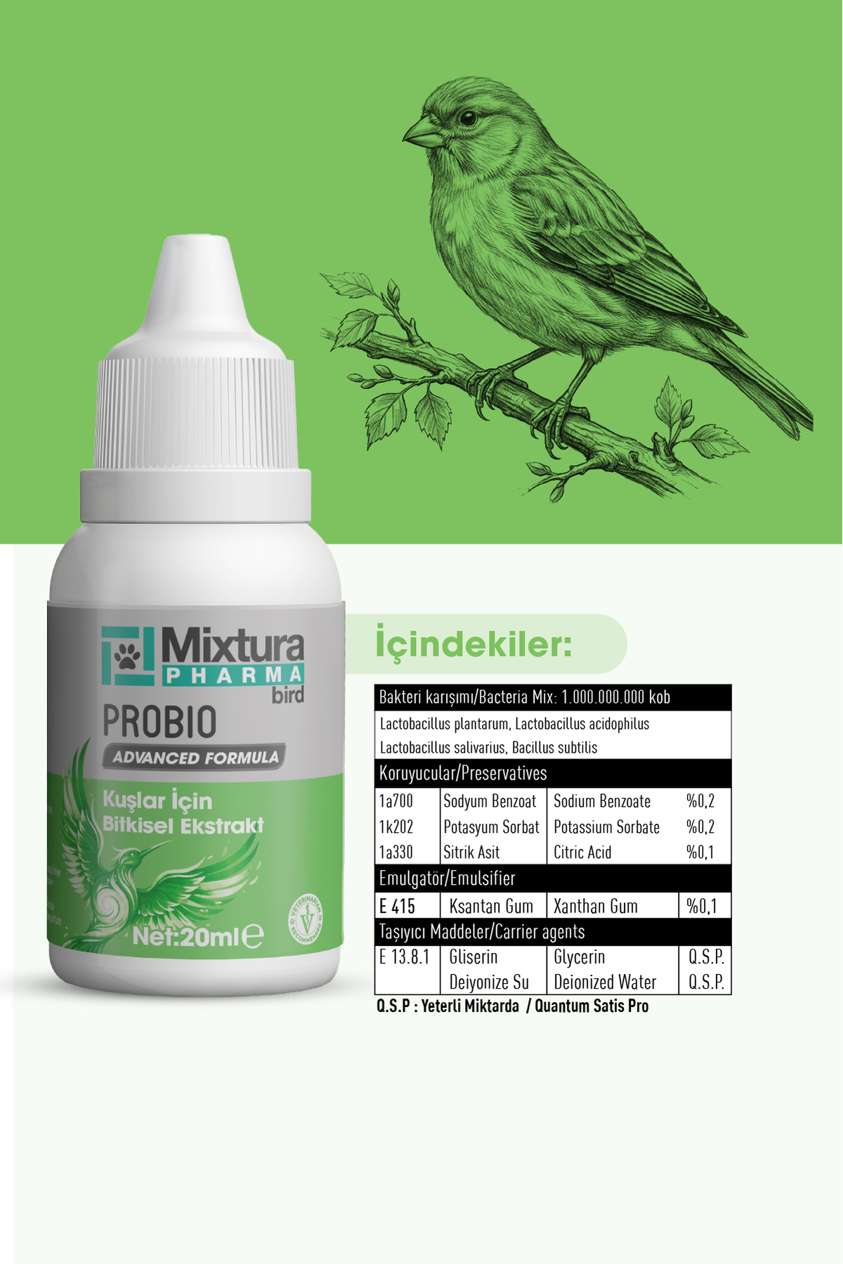 محصول سلامت پرندگان Bird Probio از میکستورا فارما Mixtura Pharma، مدل MT34000