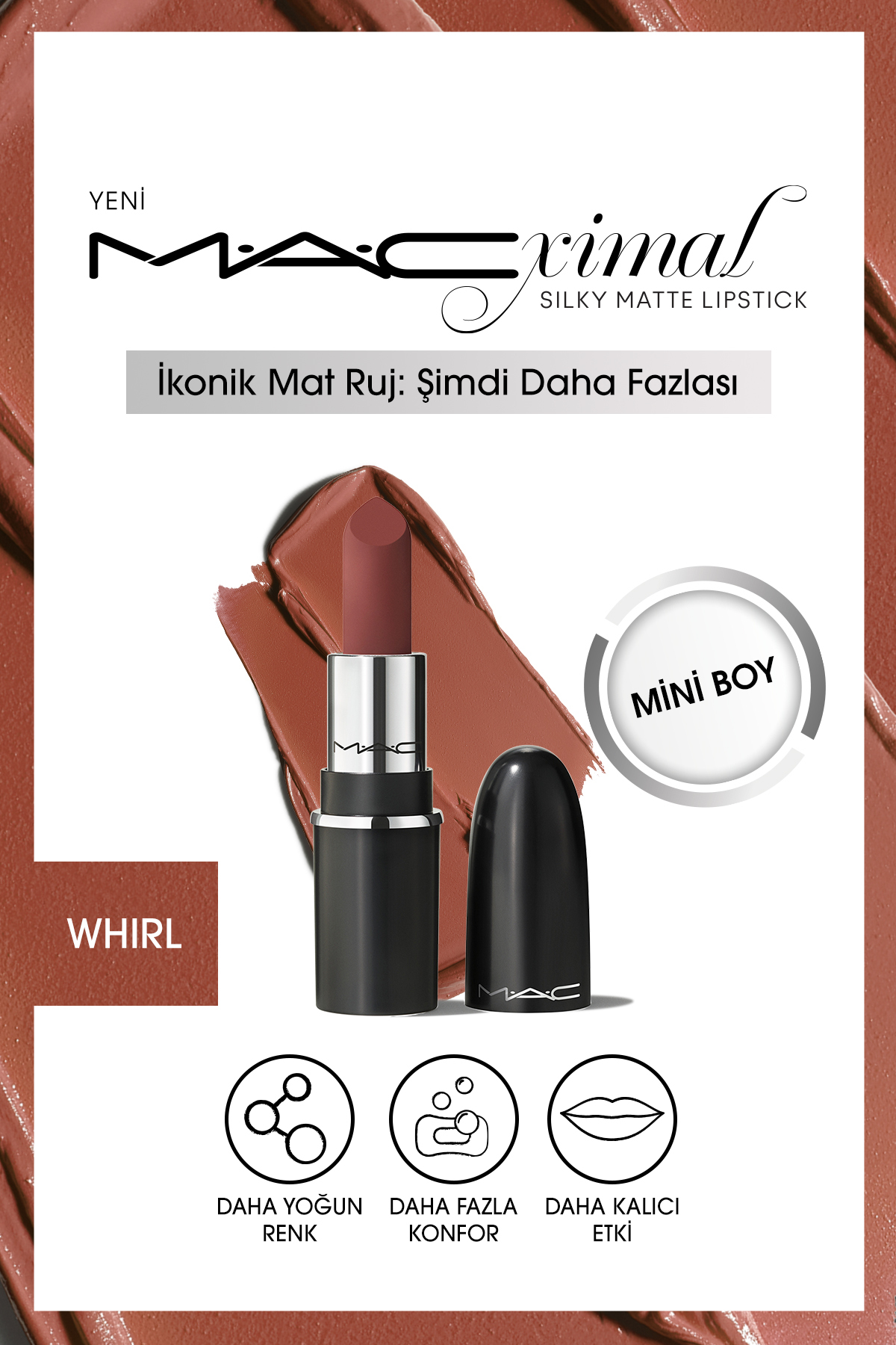 رژ لب MACXIMAL MINI MAC SILKY MATTE LIPSTICK WHIRL Mac