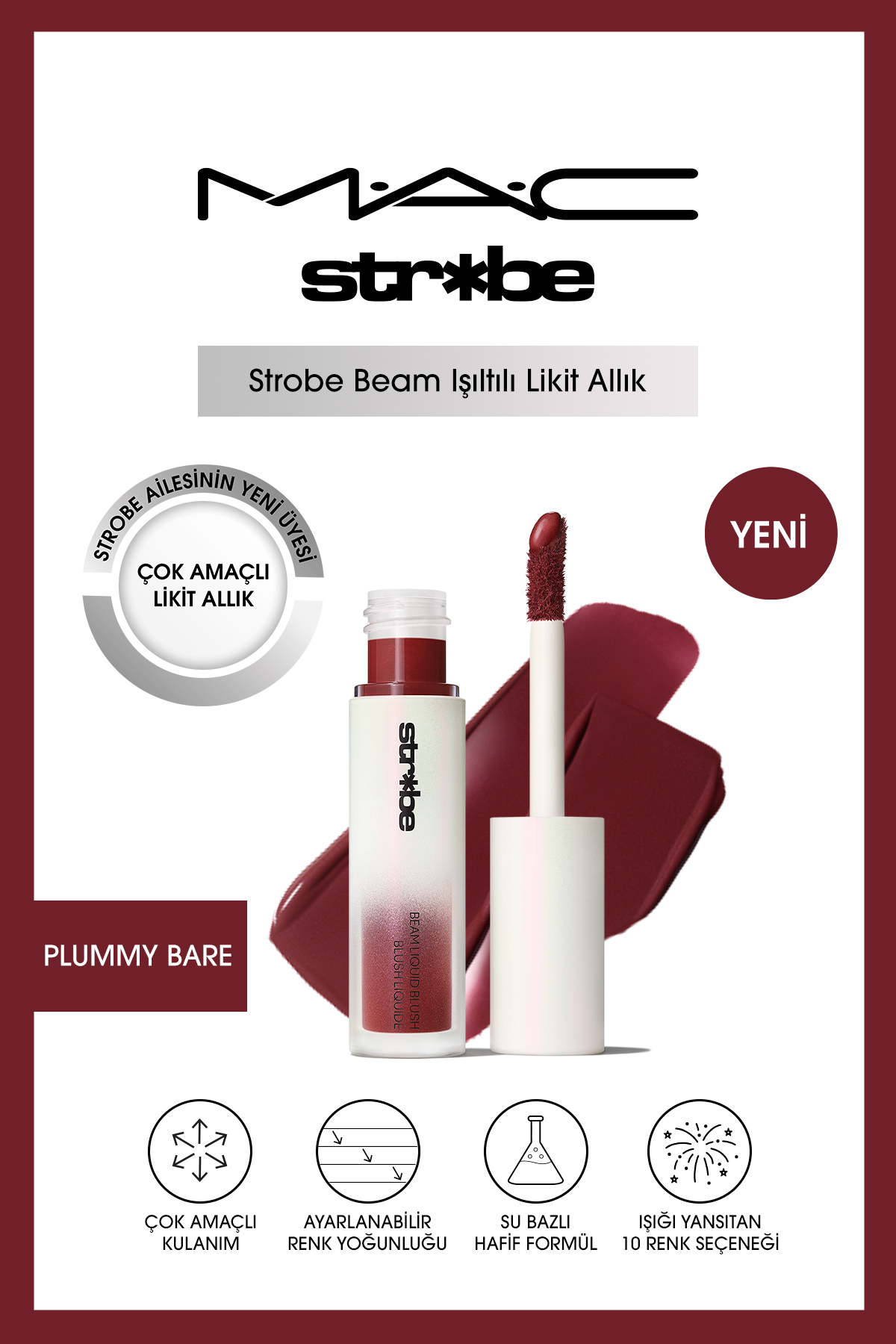 رژگونه BLUSH مایع چند منظوره براق پرتو استروب پراکنده برهنه 4.3 میل Mac