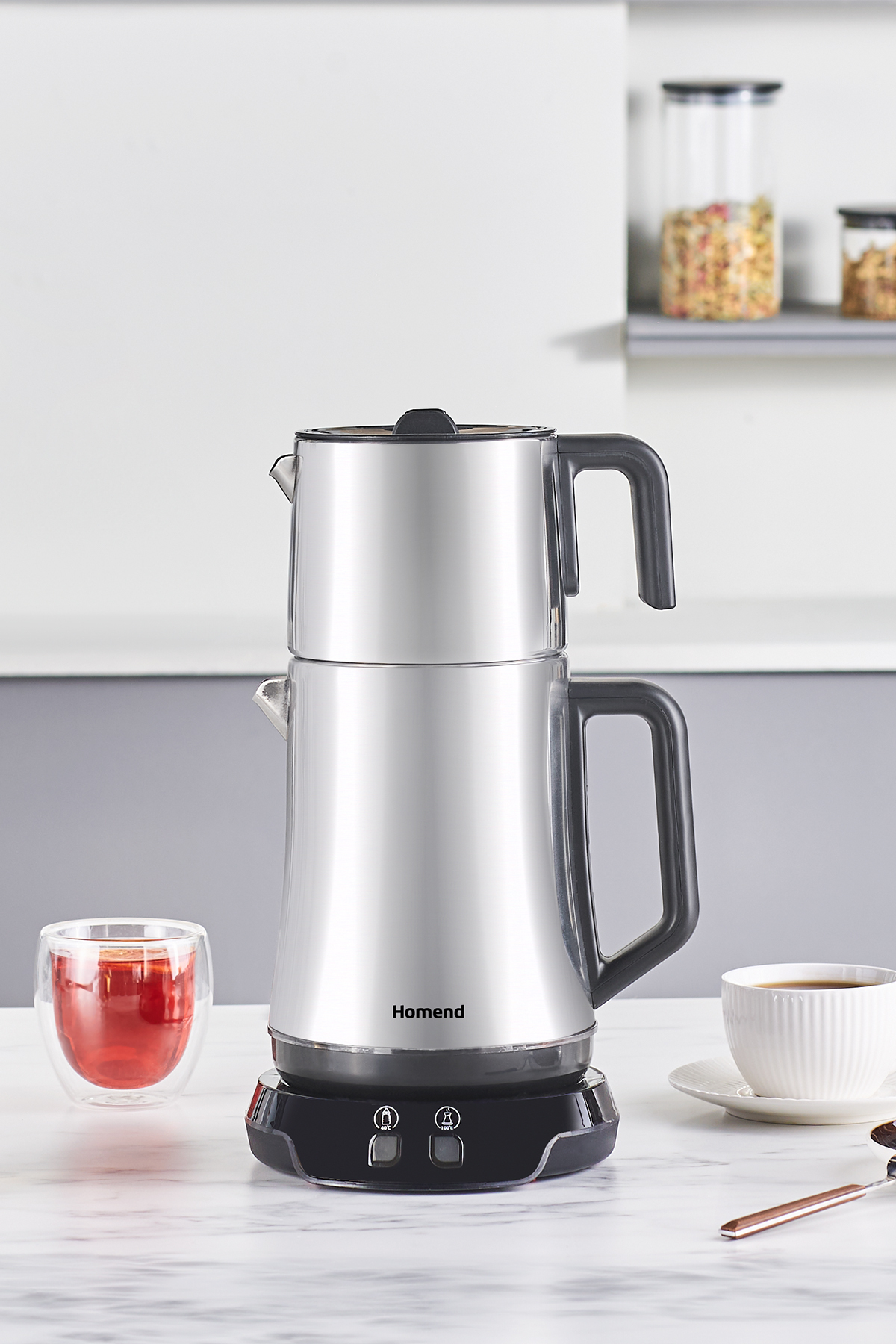 چای ساز دستگاه اینوکس براق 1776H ROYALTEA ELEGANT اورجینال HOMEND