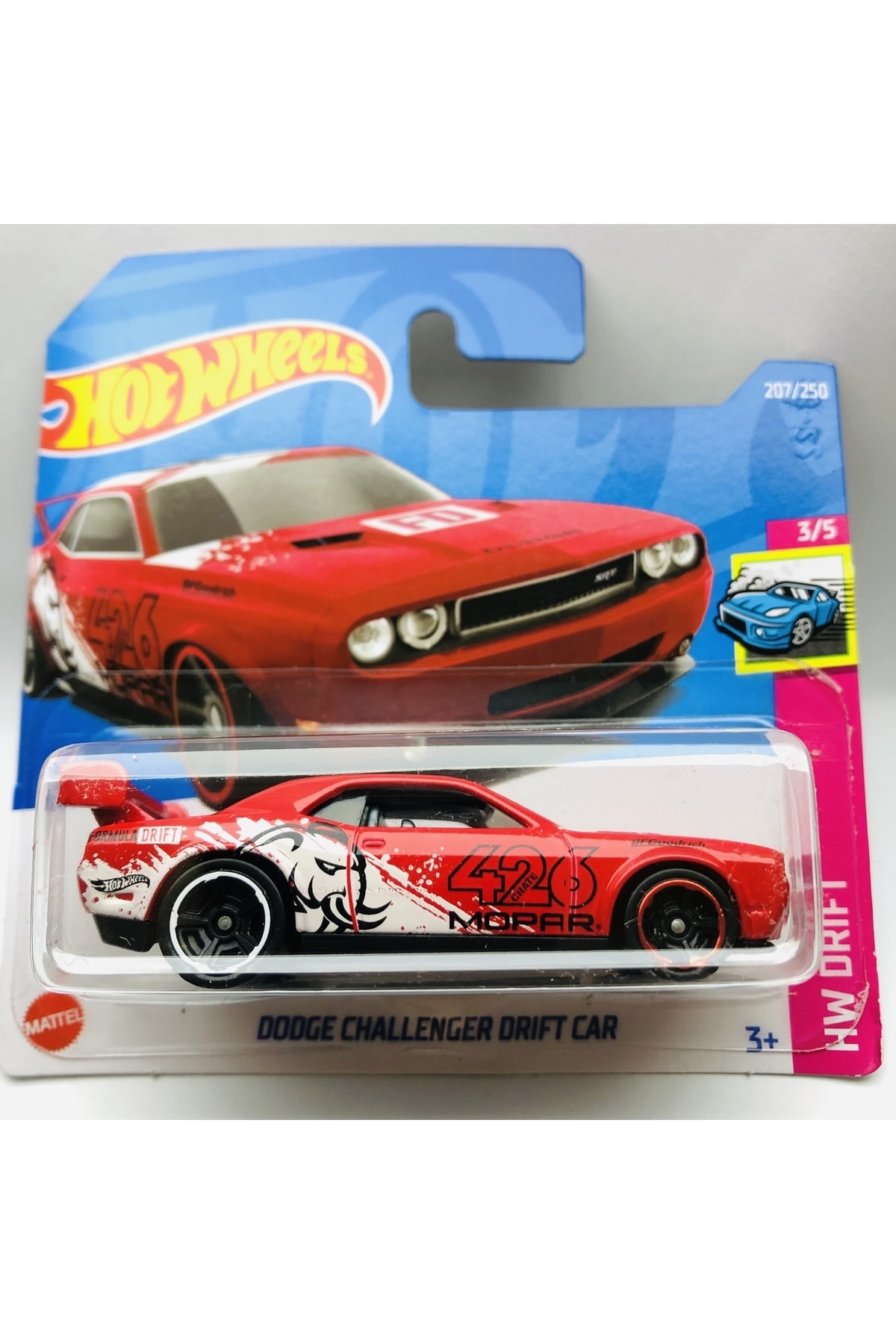 ماشین اسباب بازی DODGE CHALLENGER DRIFT CAR 1:64 SCALE RED HOT WHEELS