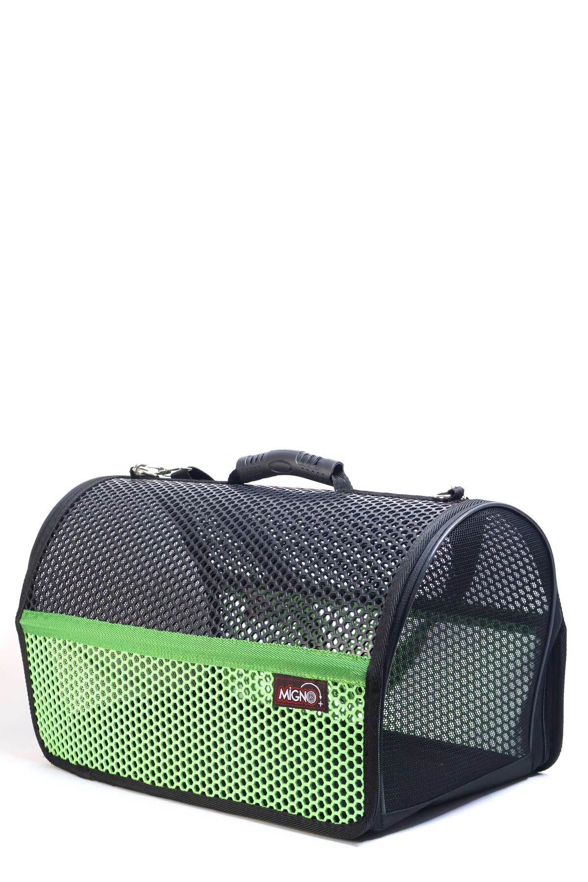 کیف حمل گربه و سگ میگنو Migno مدل FLYBAG Voyager، توری، سبز و مشکی