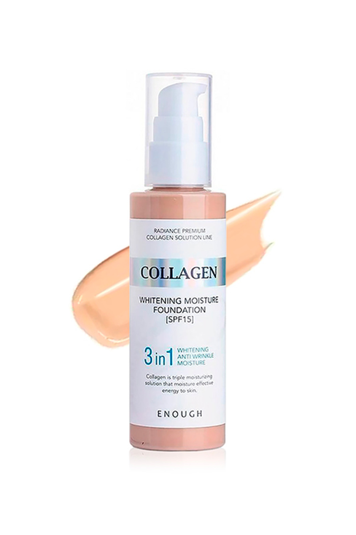 کرم پودر زیرسازی SPF 15 ILLUMINATING COLLAGEN WHITENING FOUNDATION 3 در 1 Enough