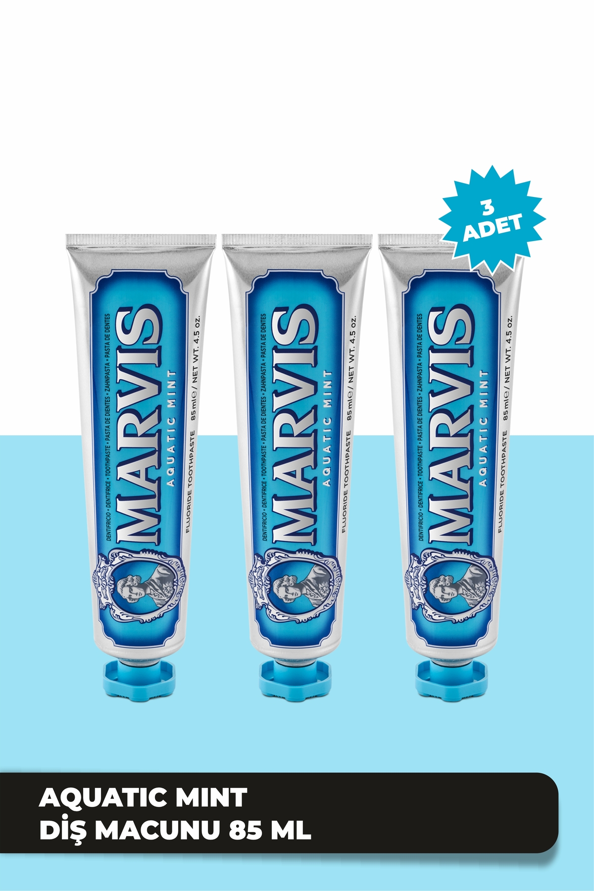 خمیردندان خمیر دندان نعناع آبزی 85 میل X 3 مجموعه سودمند ماوریس Marvis