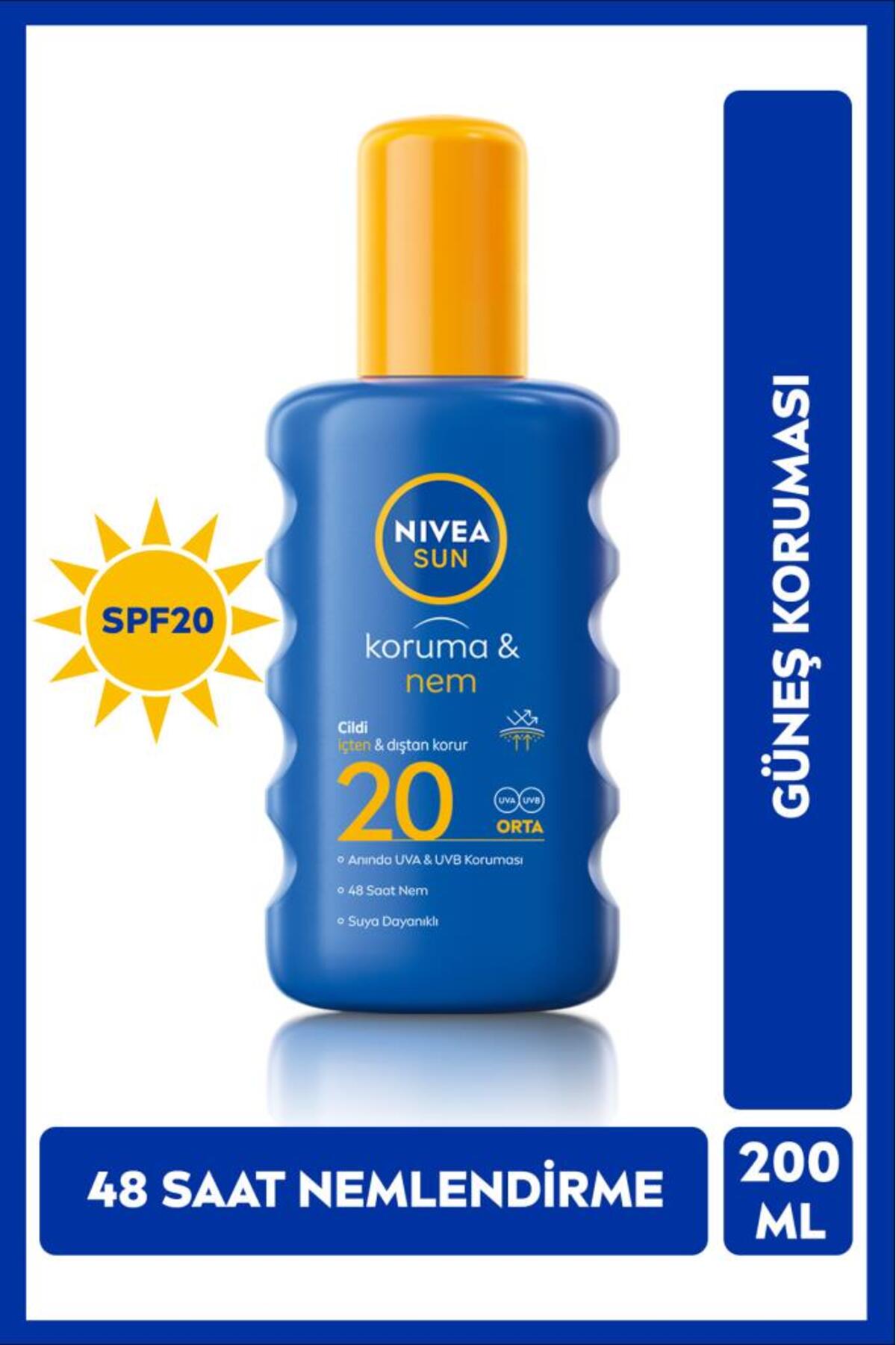 NIVEA اسپری ضدآفتاب بدن سان اسپری، محافظت فوری SPF20، مرطوب کننده 48 ساعته