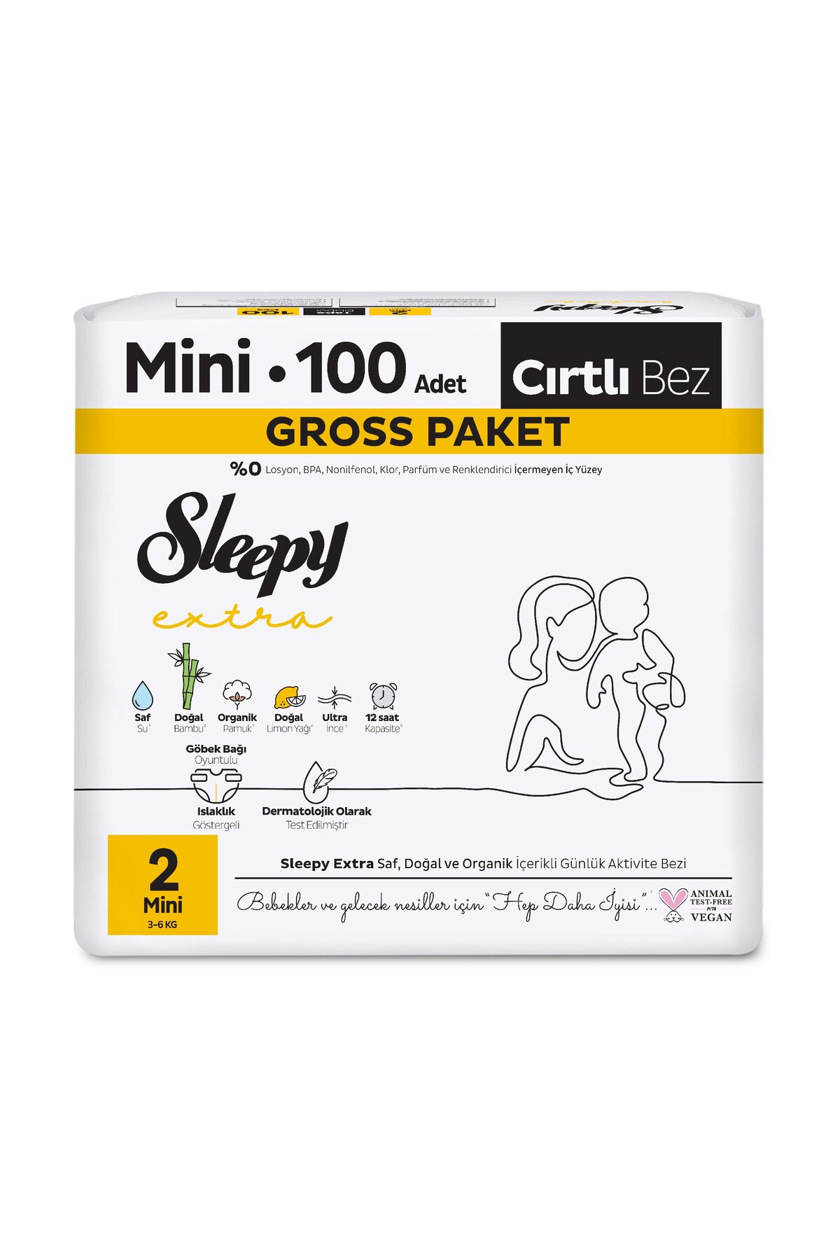 پوشک بچه اضافه فعالیت روزانه بسته ناخالص سایز 2 مینی 100 عدد اورجینال Sleepy