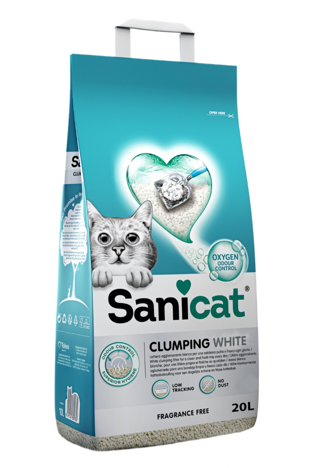 خاک گربه کلامپ‌شونده سفید ۲۰ لیتری سانیکت Sanicat