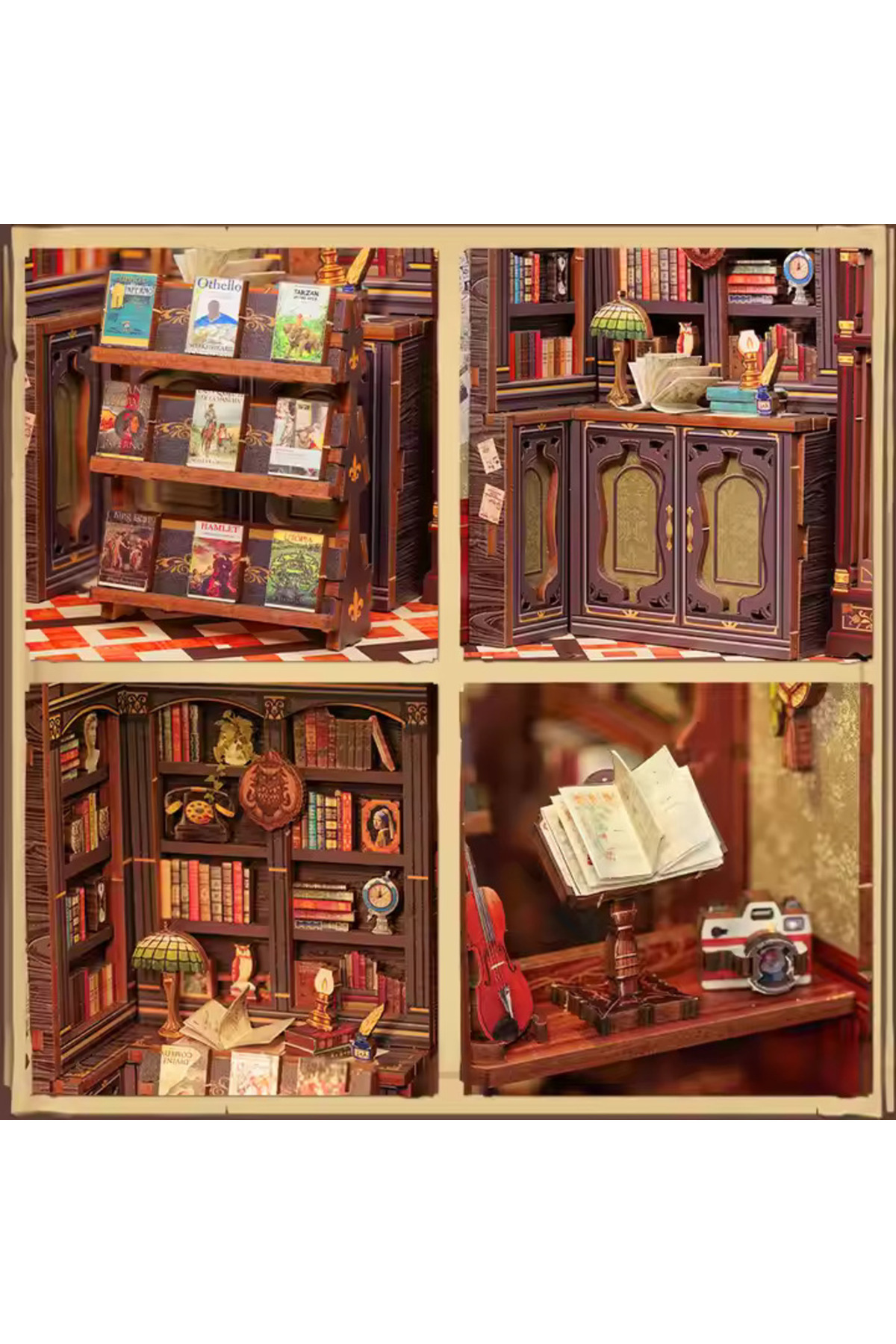 پازل سه بعدی کتابفروشی جغد CUTEBEE 2024 NEW STYLE BOOK NOOK DIY MAGIC LIBRARY SD02B AMZ01 CUTEBEE