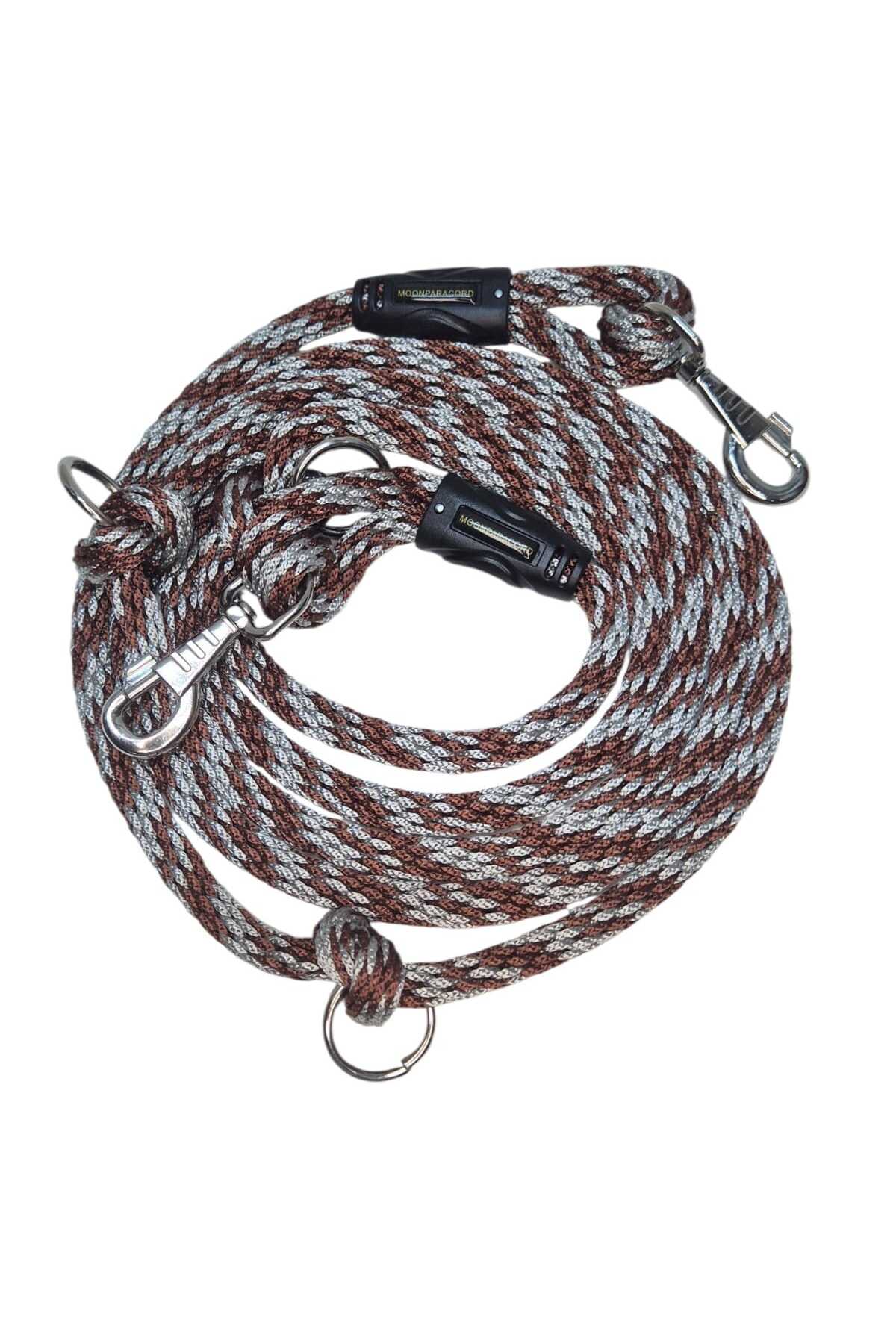 بند قلاده سگ مون‌پاراکورد Moonparacord مدل mnp-703، دست‌آزاد، فولادبافته، ۲۶۵ سانتی‌متر قهوه‌ای براق و کرم