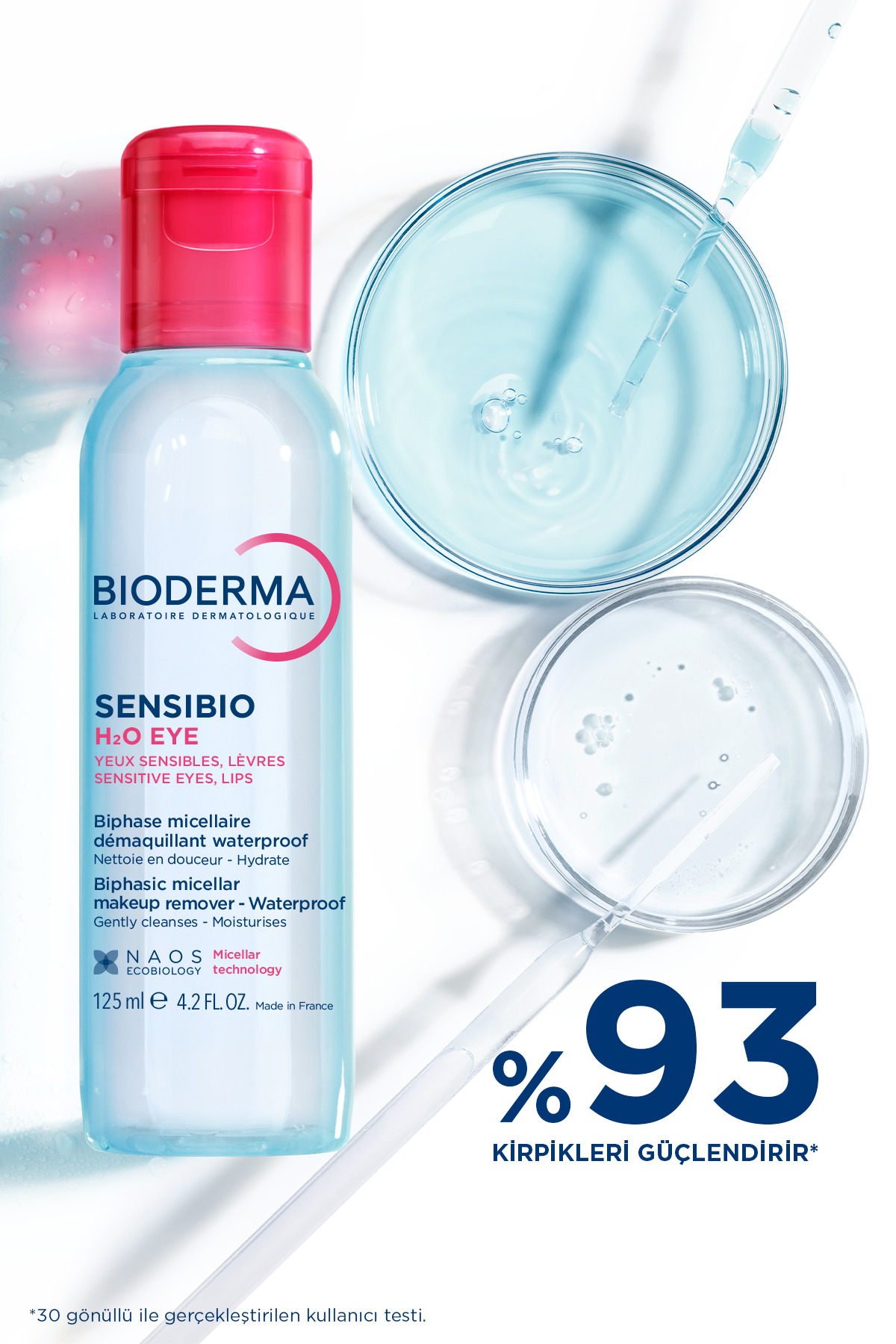 محلول دو فاز پاک کننده آرایش چشم مدل  Sensibio H2O با حجم 125 میل بایودرما Bioderma