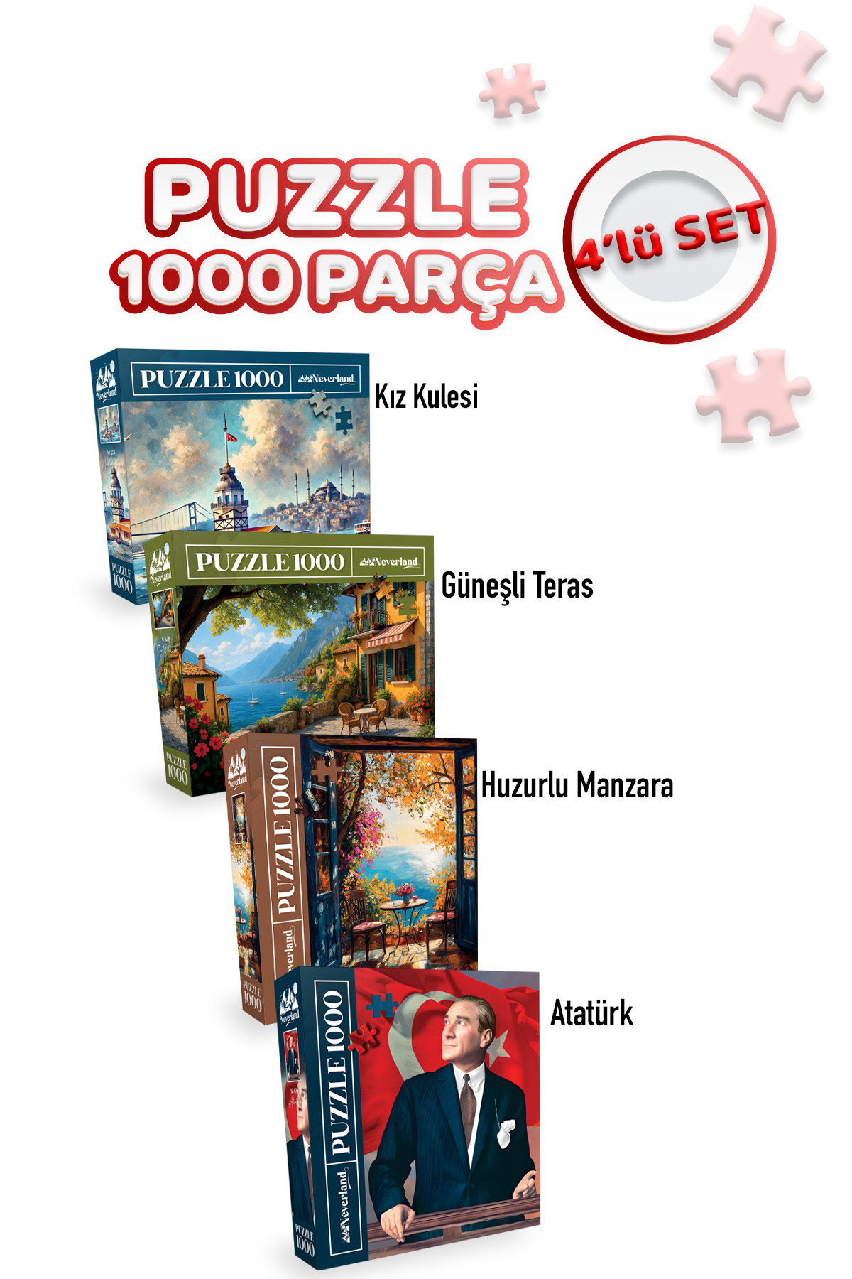 پازل 4 تکه 1000 برج دوشیزه و منظره آرام آتاتورک تراس آفتابی Neverland