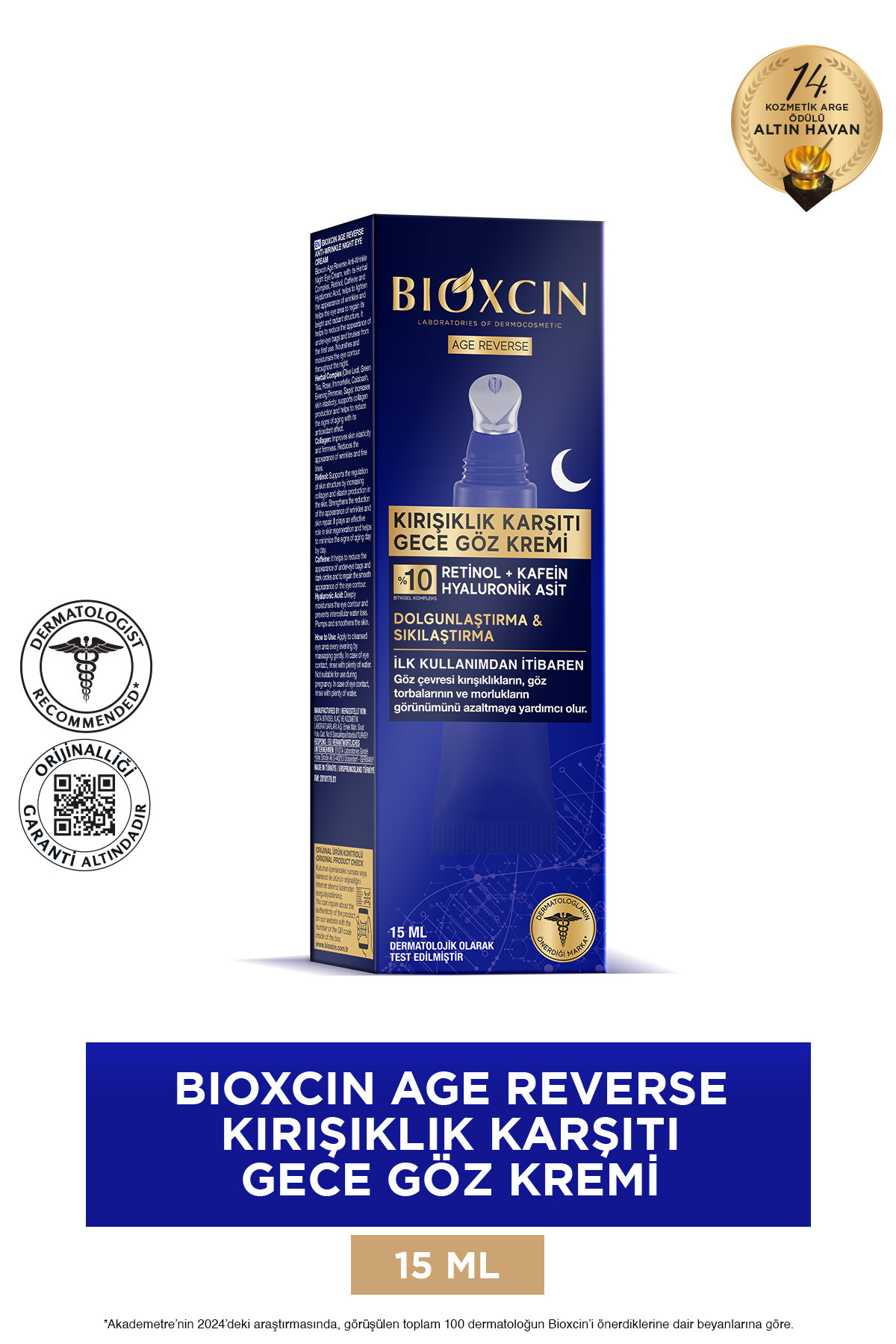 کرم دور چشم ضد چروک AGE REVERSE 15 ML 10% رتینول کافئین حجیم سفتی Bioxcin