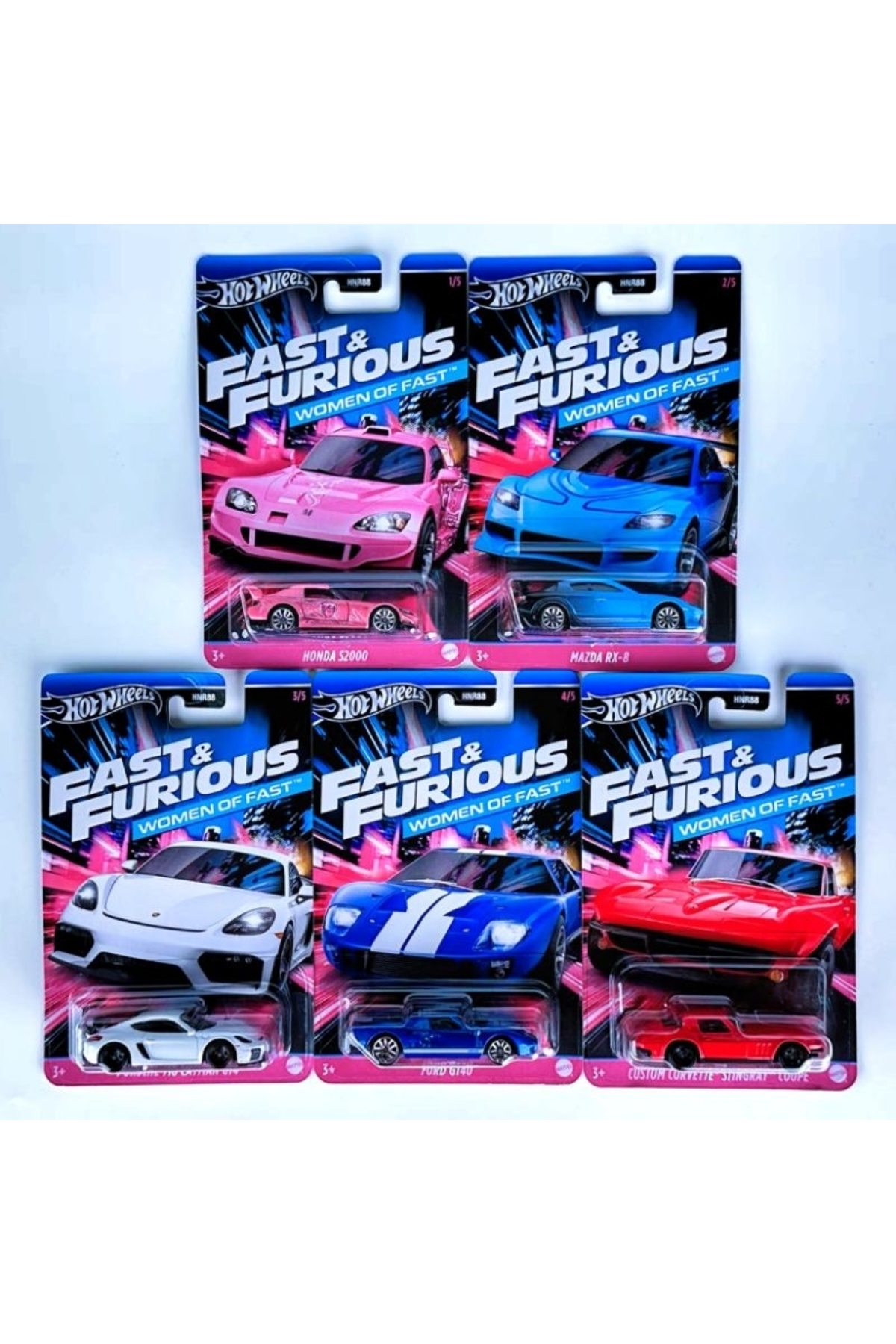 ماشین اسباب بازی FAST AND FURIOUS WOMEN OF 2024 ست 5 تایی SET FIVE MODEL CAR از ترکیه HOT WHEELS